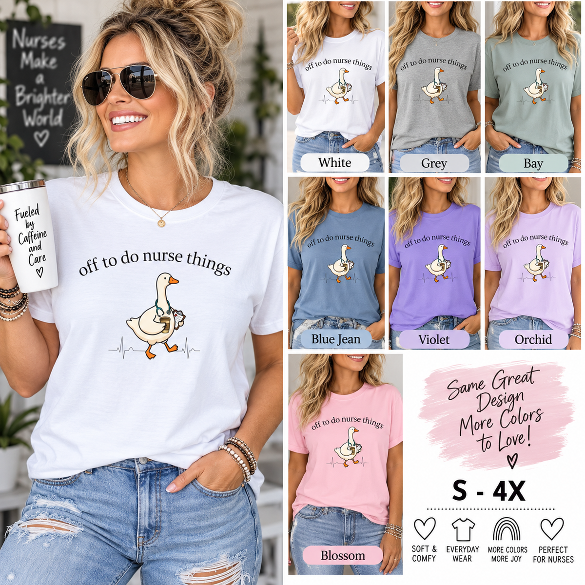 Nurse Goose T Shirt Off to Do Nurse Things Cute Medical Humor Tee