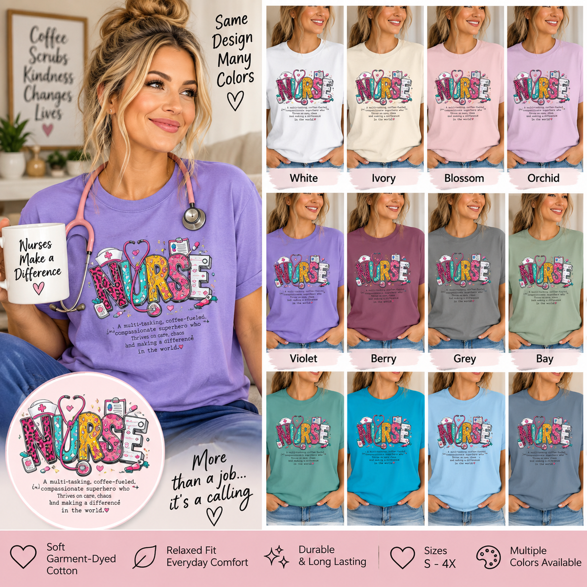 Nurse Shirt for Women, Cute Nurse T-Shirt, Registered Nurse Gift, Nursing Tee, Healthcare Worker Gift, Nurse Appreciation Shirt