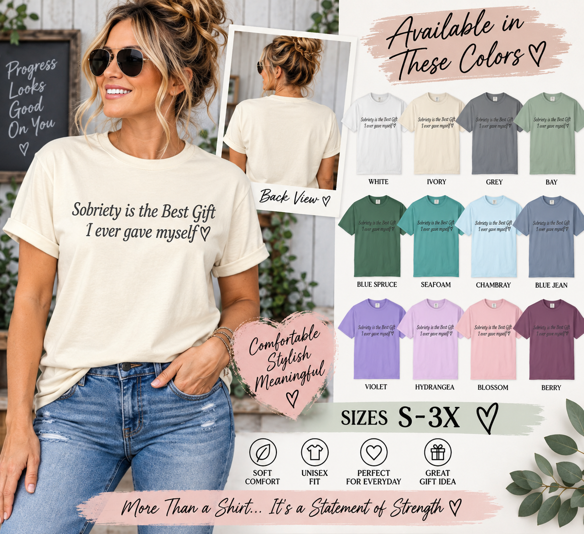 Sobriety Is the Best Gift Tee Inspirational Recovery T Shirt Personalize with how many months or years