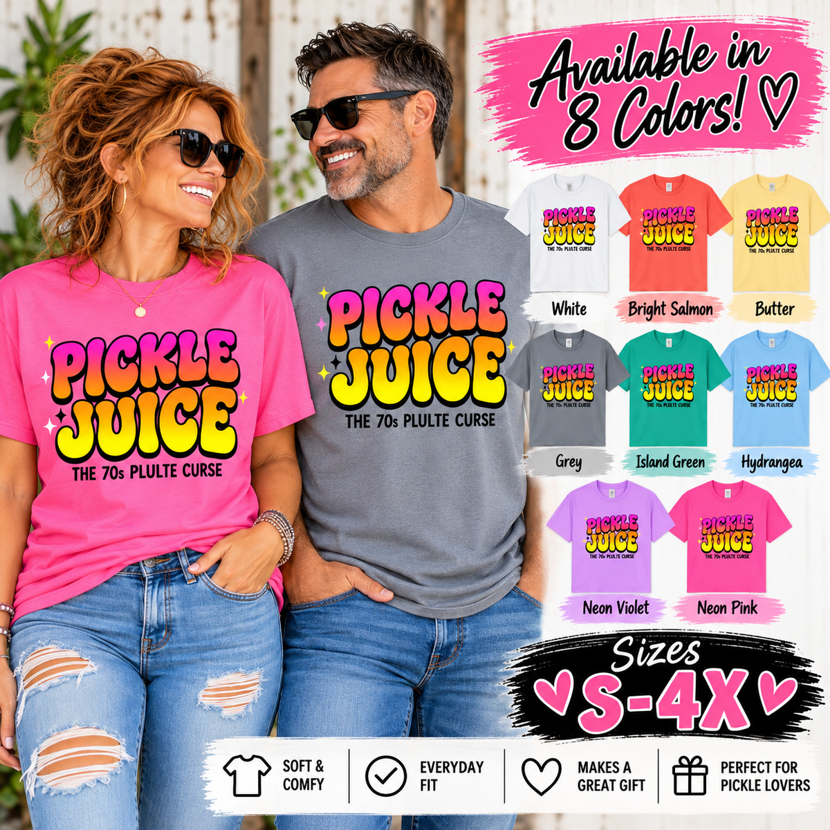 Pickle Juice Retro T-Shirt The 70s Polite Curse Vintage Graphic Tee