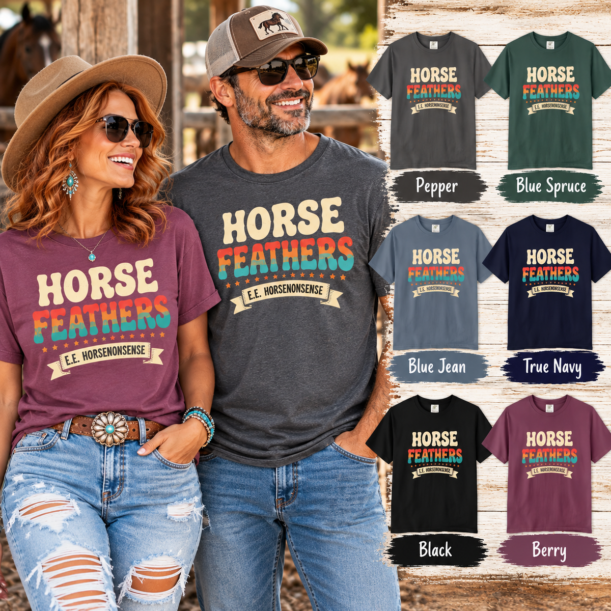 Horse Feathers Graphic T-Shirt Vintage Retro Logo Tee