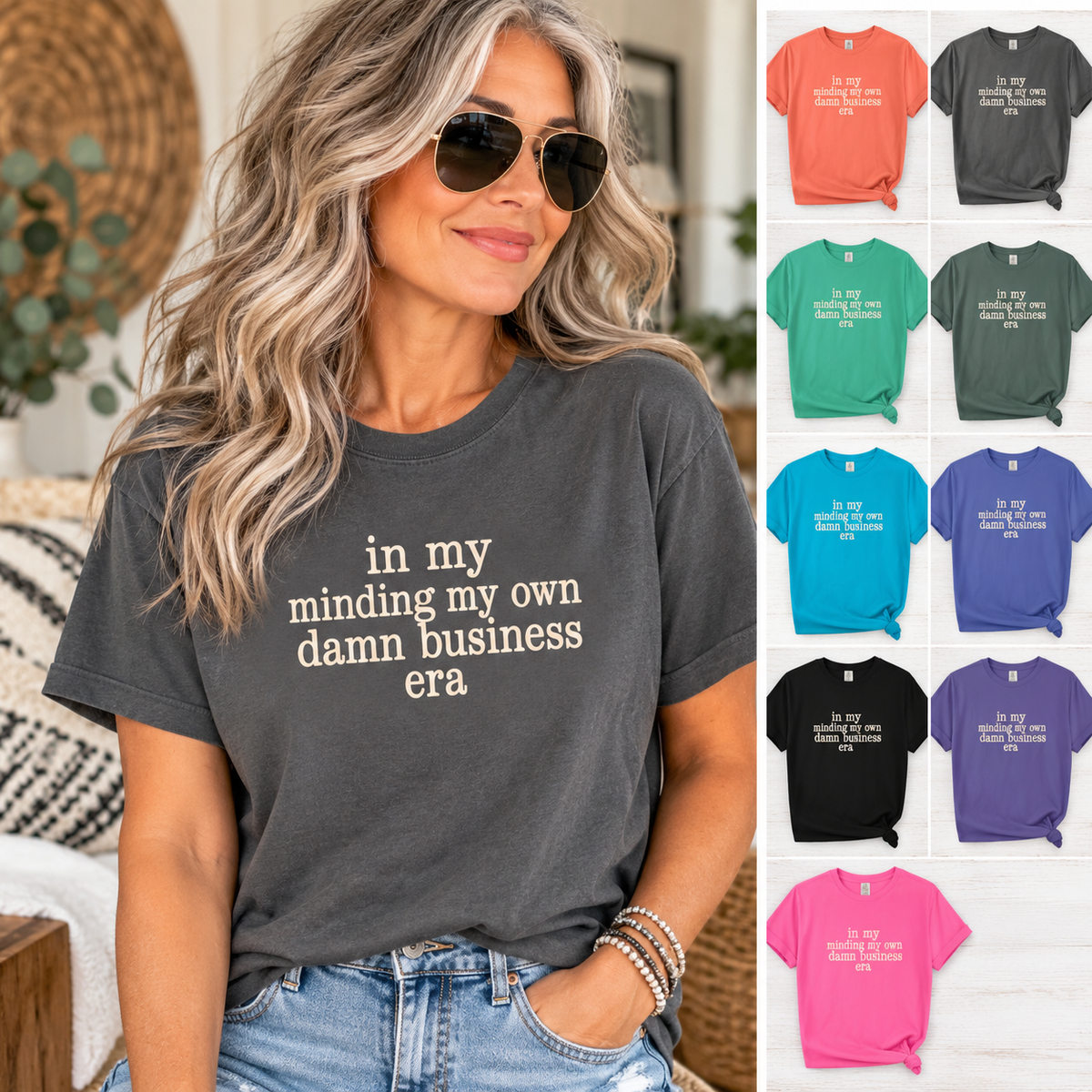 in my minding my own damn business era T shirt | text tee casual graphic top