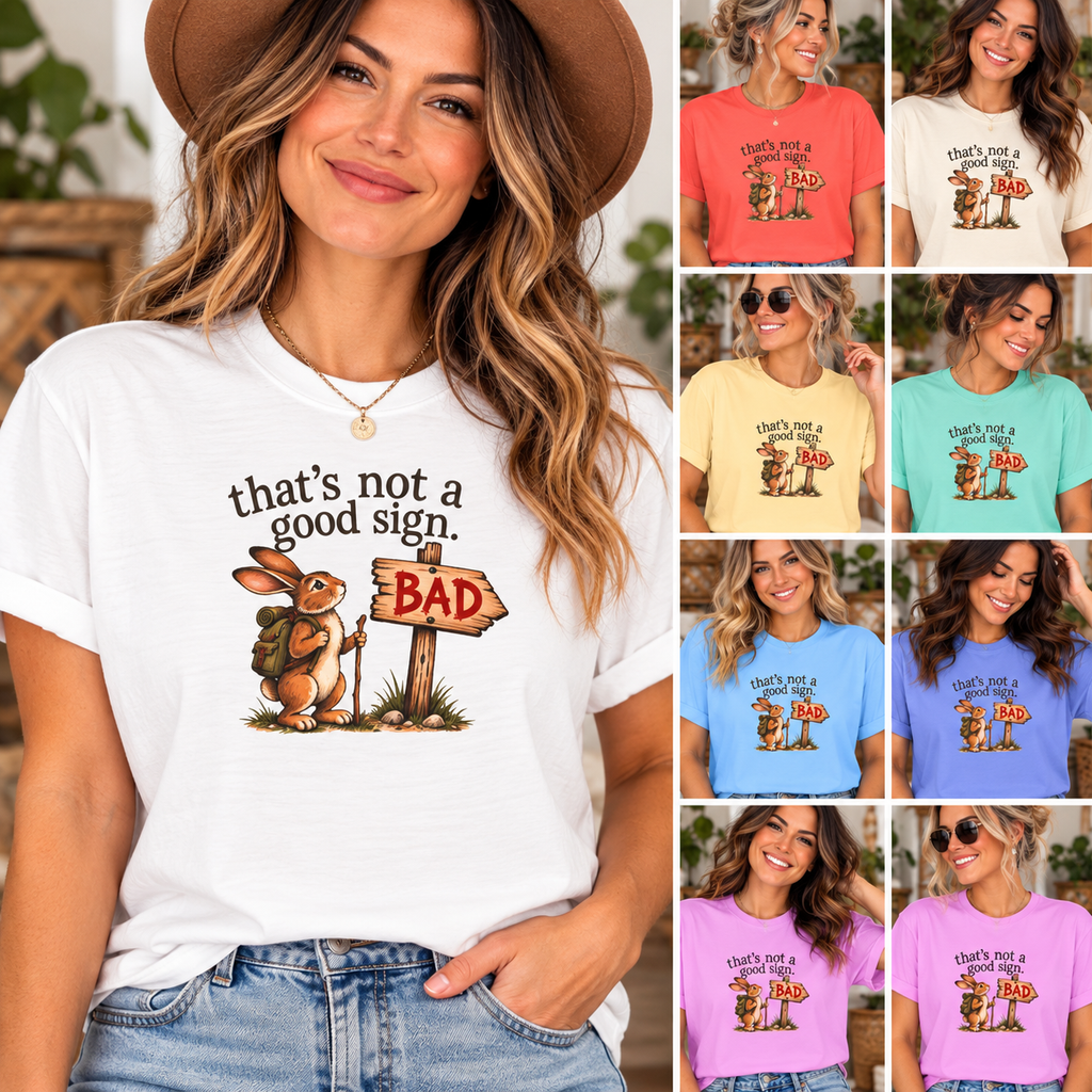 Thats Not a Good Sign bunny hikers mugshot Tee Shirt Funny hiking rabbit tee