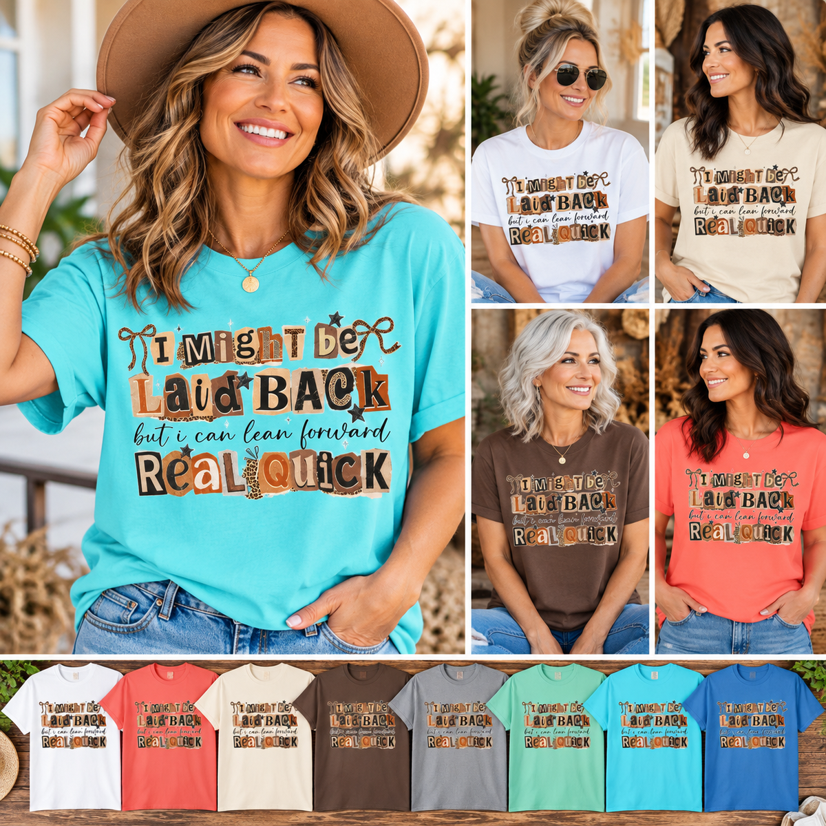 Laid Back but can Lean Forward Real Quick Graphic Tee Casual Vintage Inspired Funny Shirt