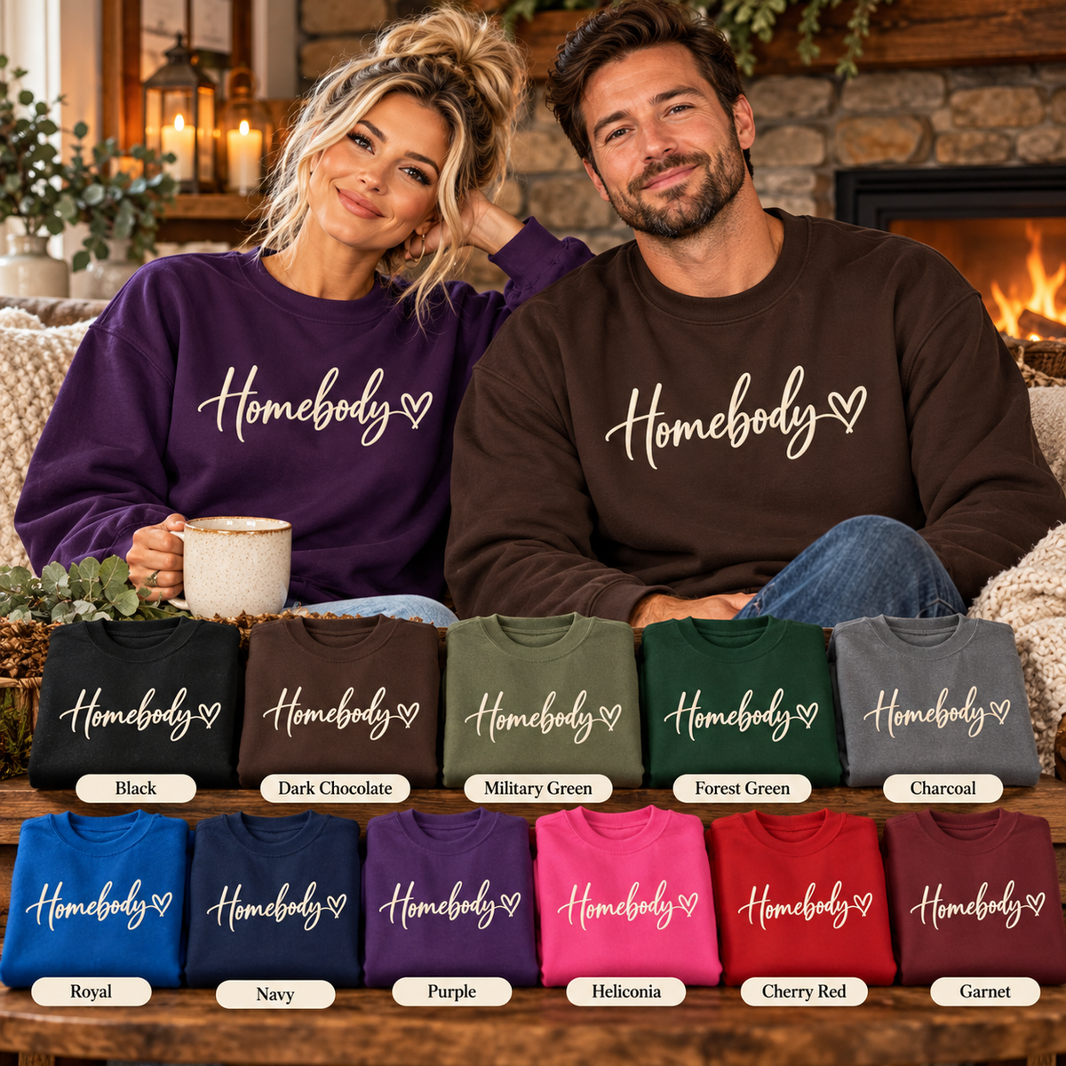 Homebody Crewneck Sweatshirt Cozy Homebody Pullover with Heart