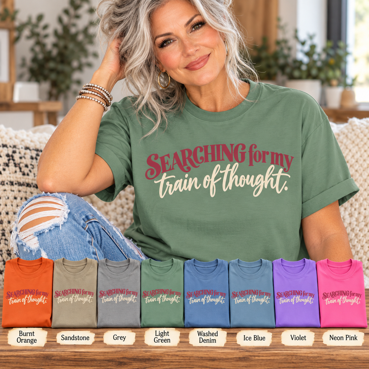 Searching for My Train of Thought Tee shirt | Funny Text Graphic Tee