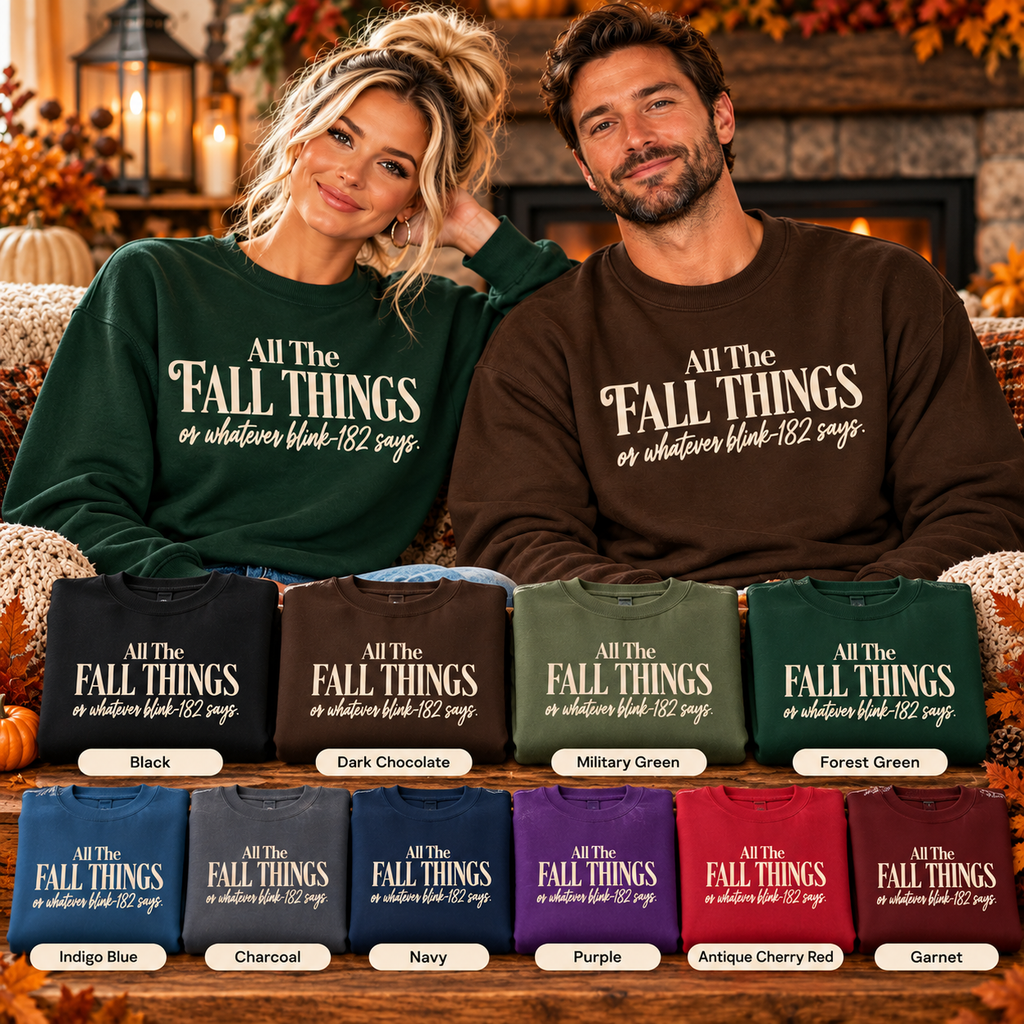 Crewneck Sweatshirt All the Fall Things Minimal Cream Script Inspirational Pullover
