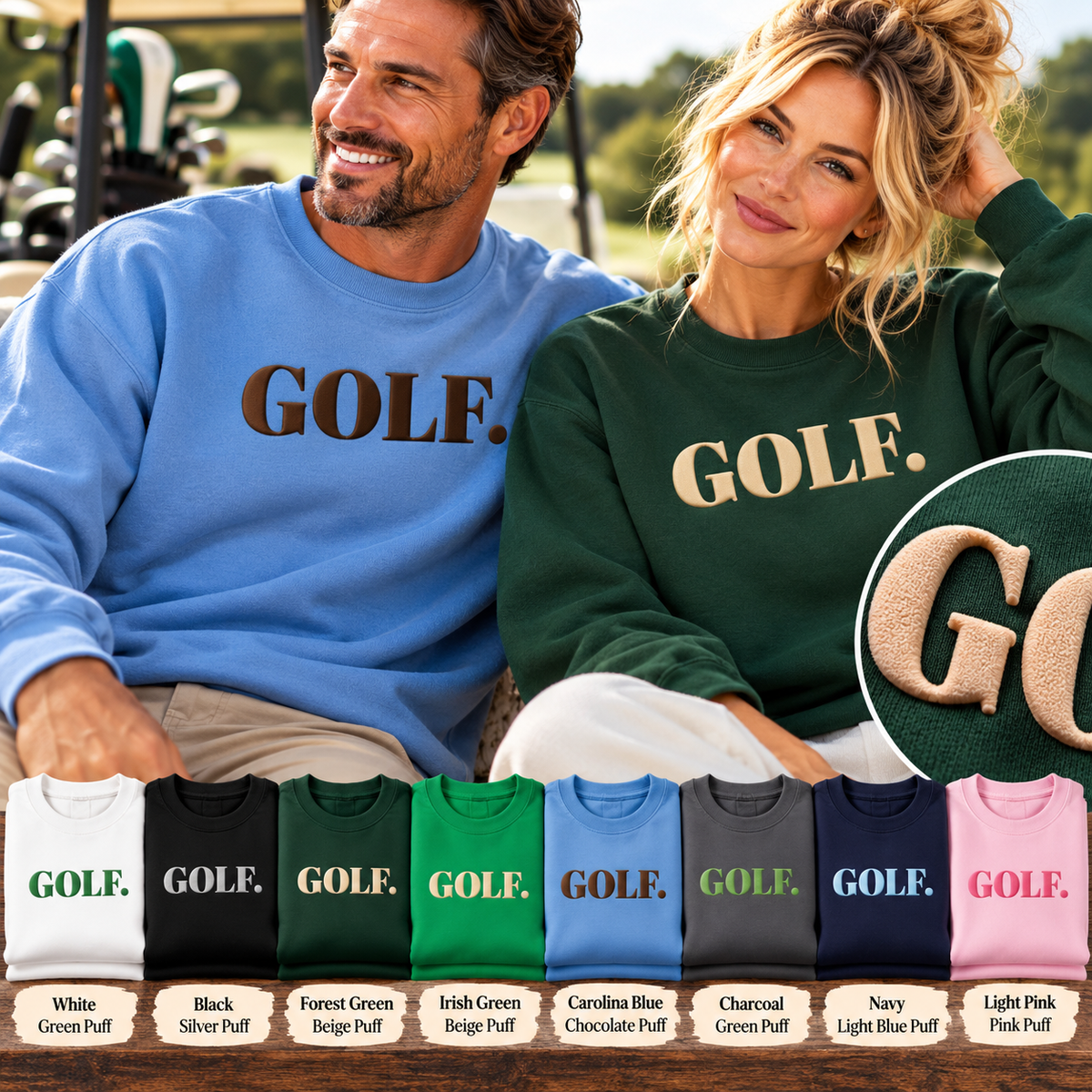 Golf Sweatshirt, GOLF Puff Print Sweatshirt, Golf Lover Gift, Golfer Crewneck, Golf Mom Sweatshirt, Golf Dad Gift, Country Club Sweatshirt