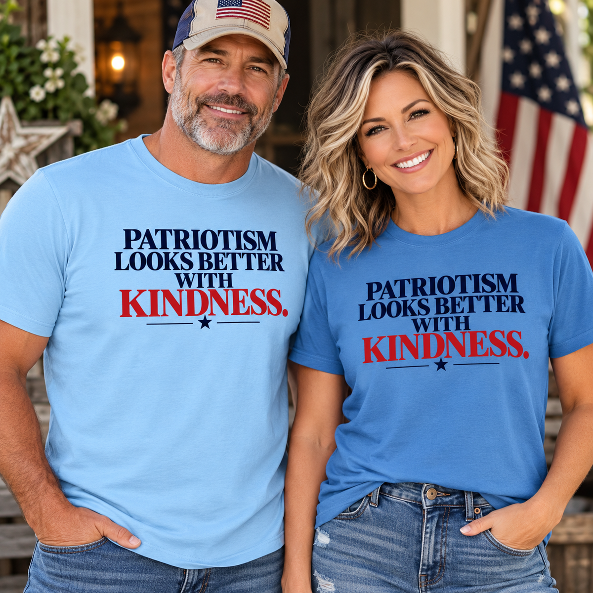 Patriotism Looks Better With Kindness Shirt, Patriotic Kindness Tee, Unity T-Shirt, Comfort Colors Graphic Tee, Positive Message Gift