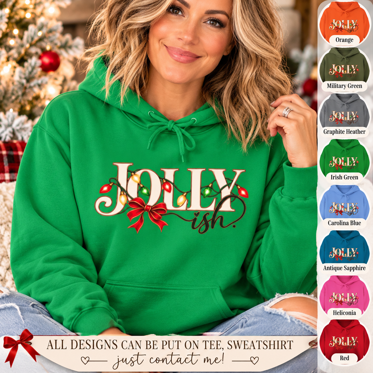 Jolly Ish Christmas Hoodie, Funny Christmas Sweatshirt, Sarcastic Holiday Hoodie, Vintage Christmas Lights, Cute Christmas Gift