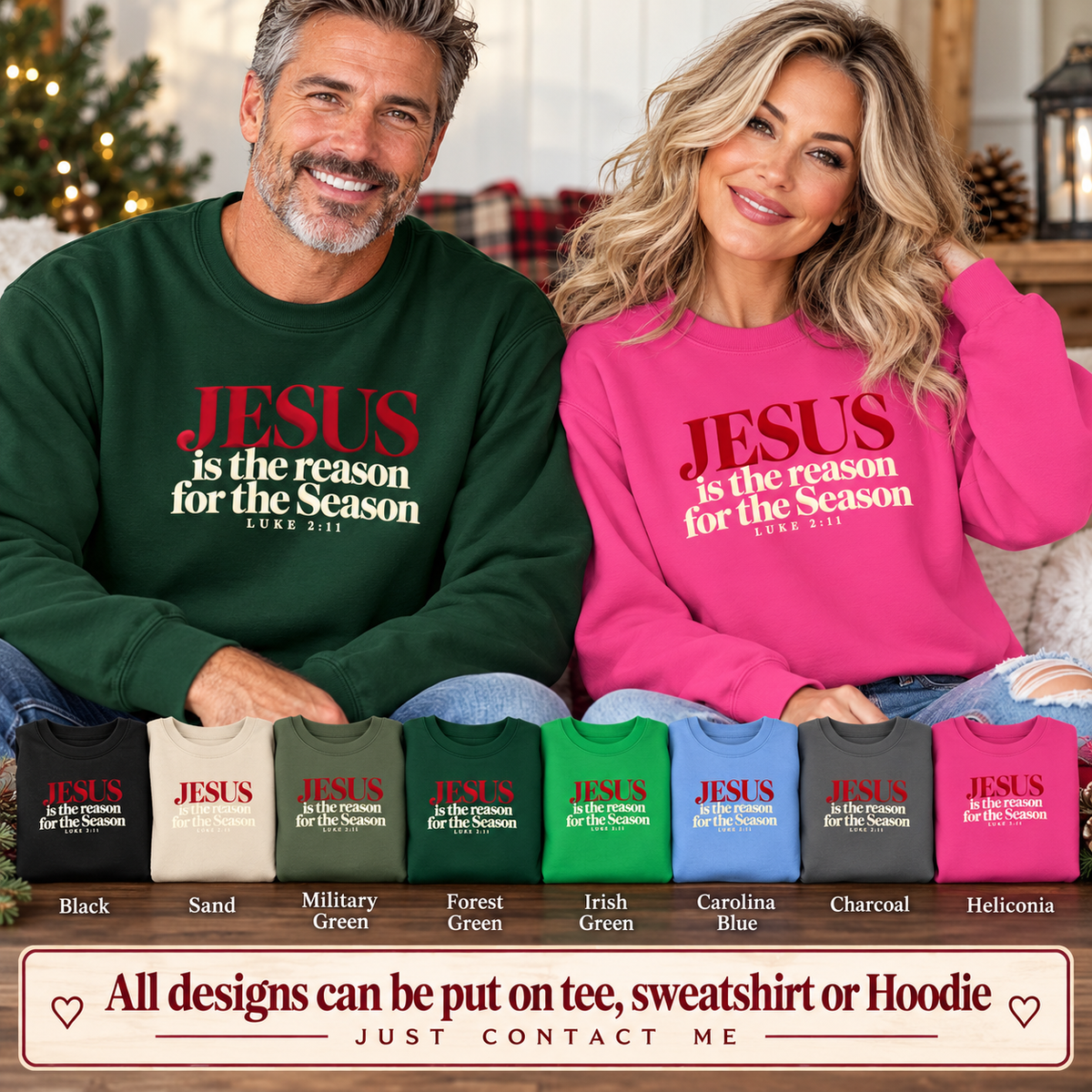 Jesus Is the Reason for the Season Sweatshirt, Christian Christmas Sweater, Religious Holiday Shirt, Luke 2:11, Faith Based Christmas Gift