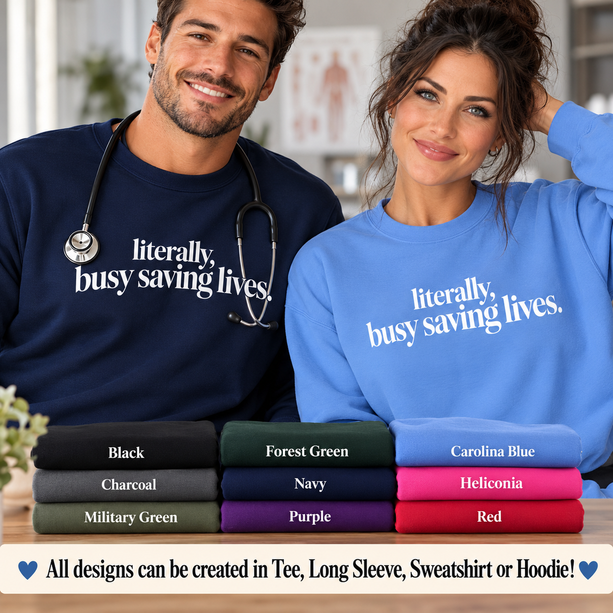 Literally Busy Saving Lives Sweatshirt, Funny Nurse Sweatshirt, Doctor Gift, Healthcare Worker Shirt, Minimalist Medical Crewneck