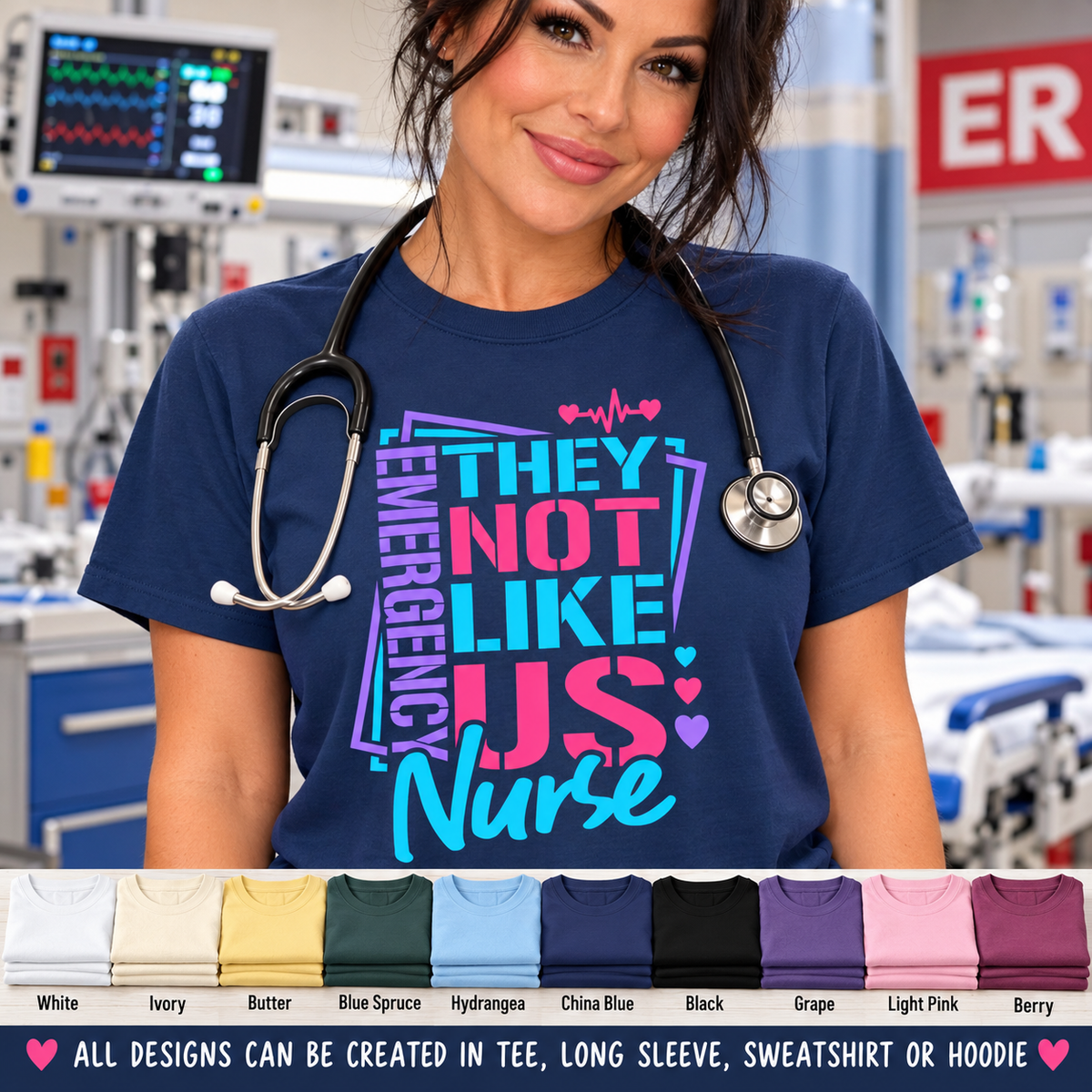 Emergency Nurse Shirt, They Not Like Us Nurse Tee, Funny ER Nurse Gift, Emergency Room Nurse T-Shirt, Healthcare Worker Gift