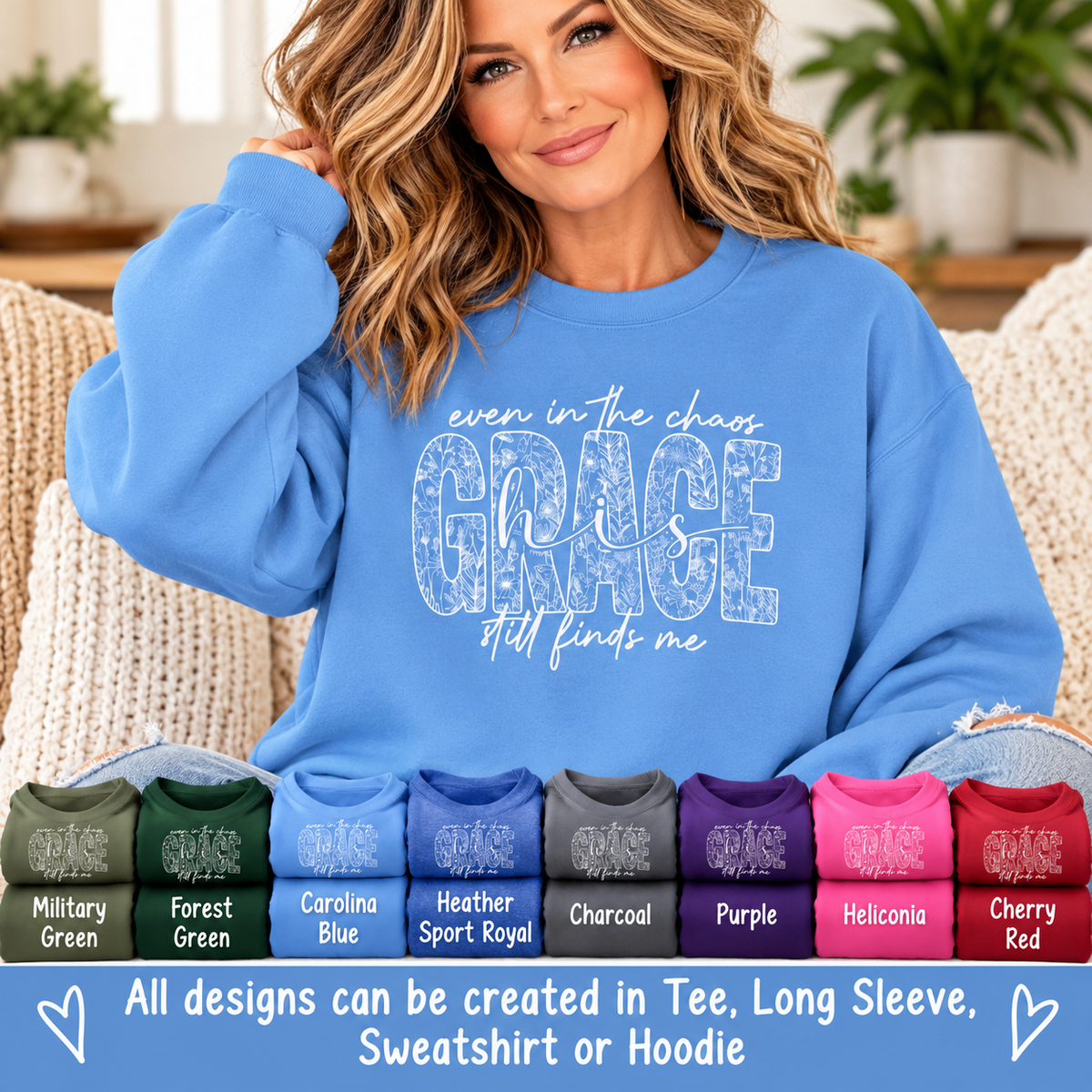 Even in the Chaos Grace Still Finds Me Sweatshirt, Christian Faith Crewneck, Inspirational Floral Grace Sweater, Religious Gift for Women