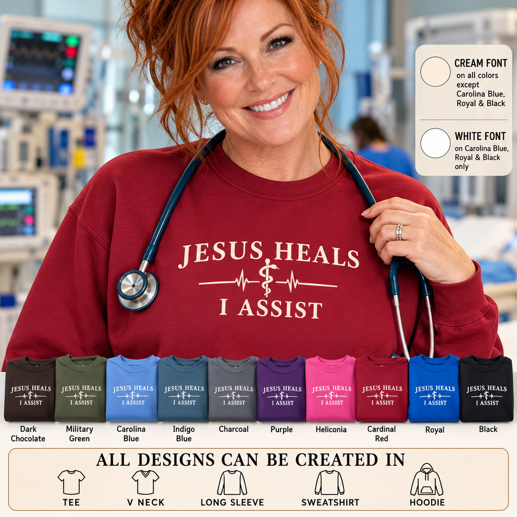 Jesus Heals I Assist Sweatshirt, Christian Nurse Gift, Faith Based Medical Crewneck, Healthcare Worker Gift, Nurse Appreciation