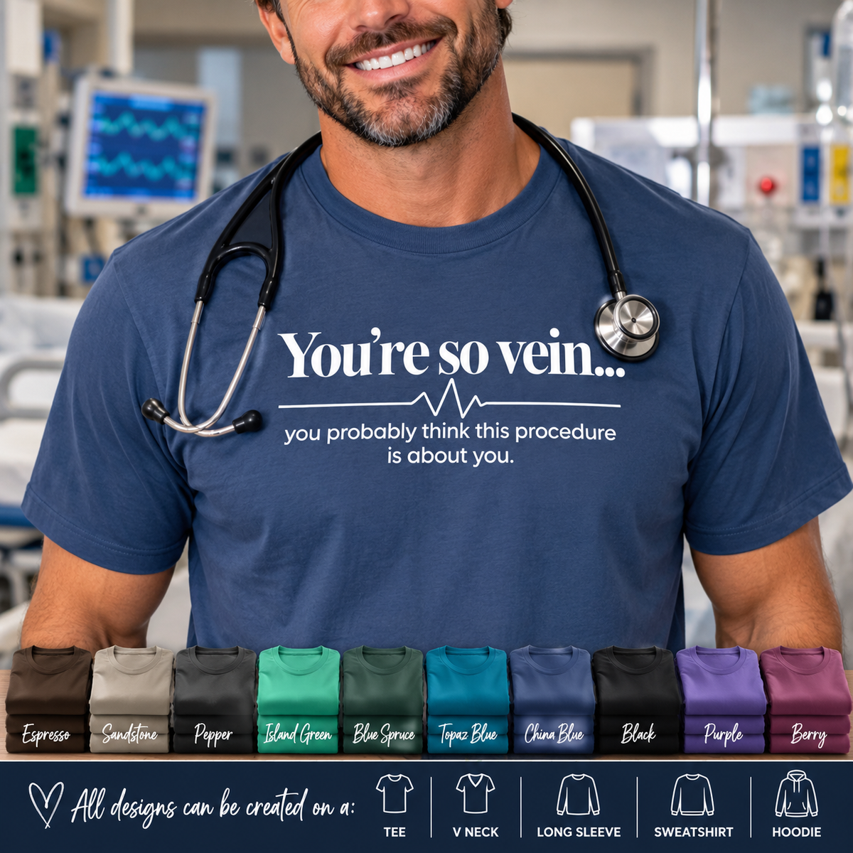 You're So Vein Shirt, Funny Nurse Shirt, Phlebotomist Gift, IV Nurse Tee, Medical Humor Shirt, Healthcare Worker Gift, Nurse Appreciation
