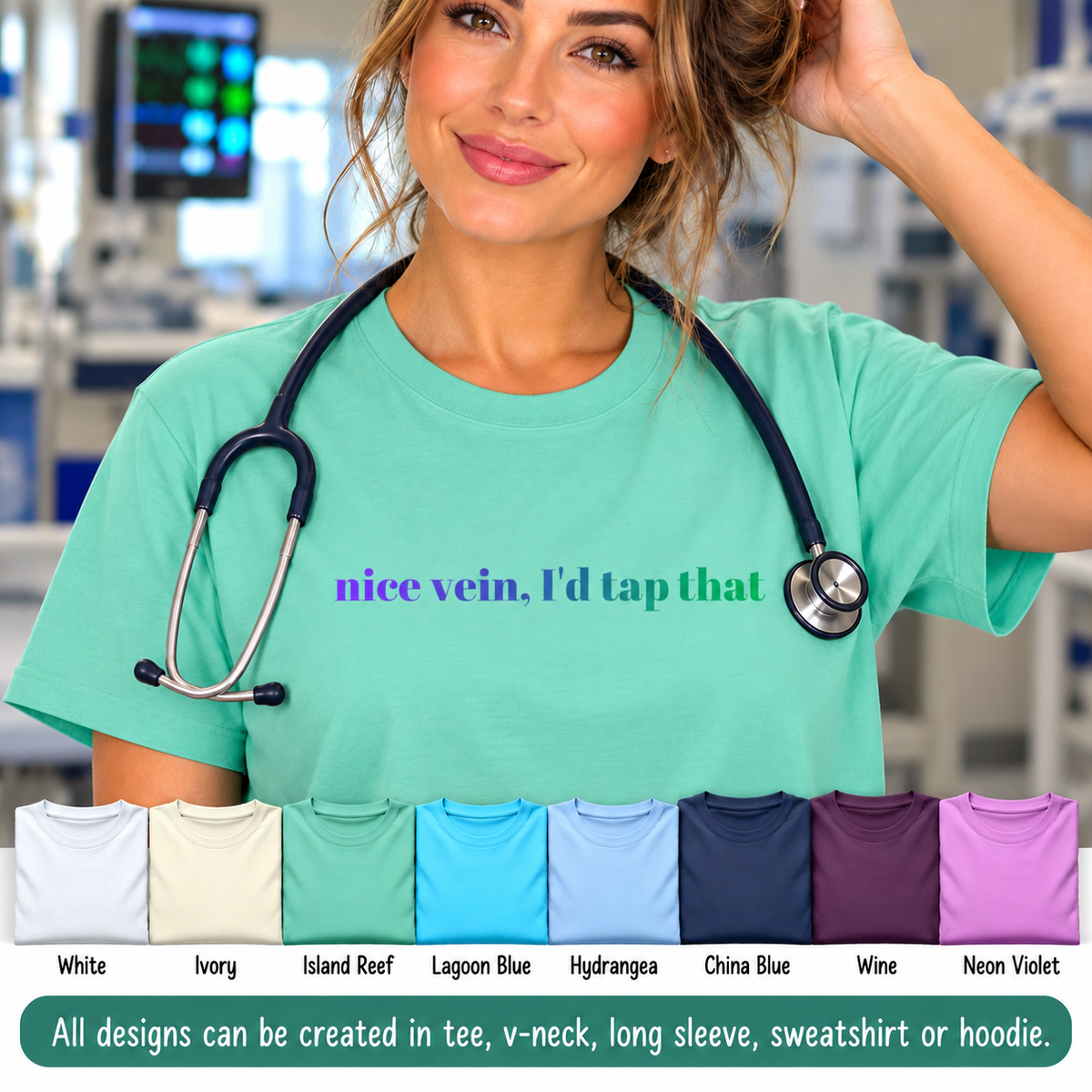 Nice Vein I'd Tap That Shirt, Funny Nurse Shirt, Phlebotomist Gift, IV Nurse Tee, Comfort Colors Medical Humor T-Shirt