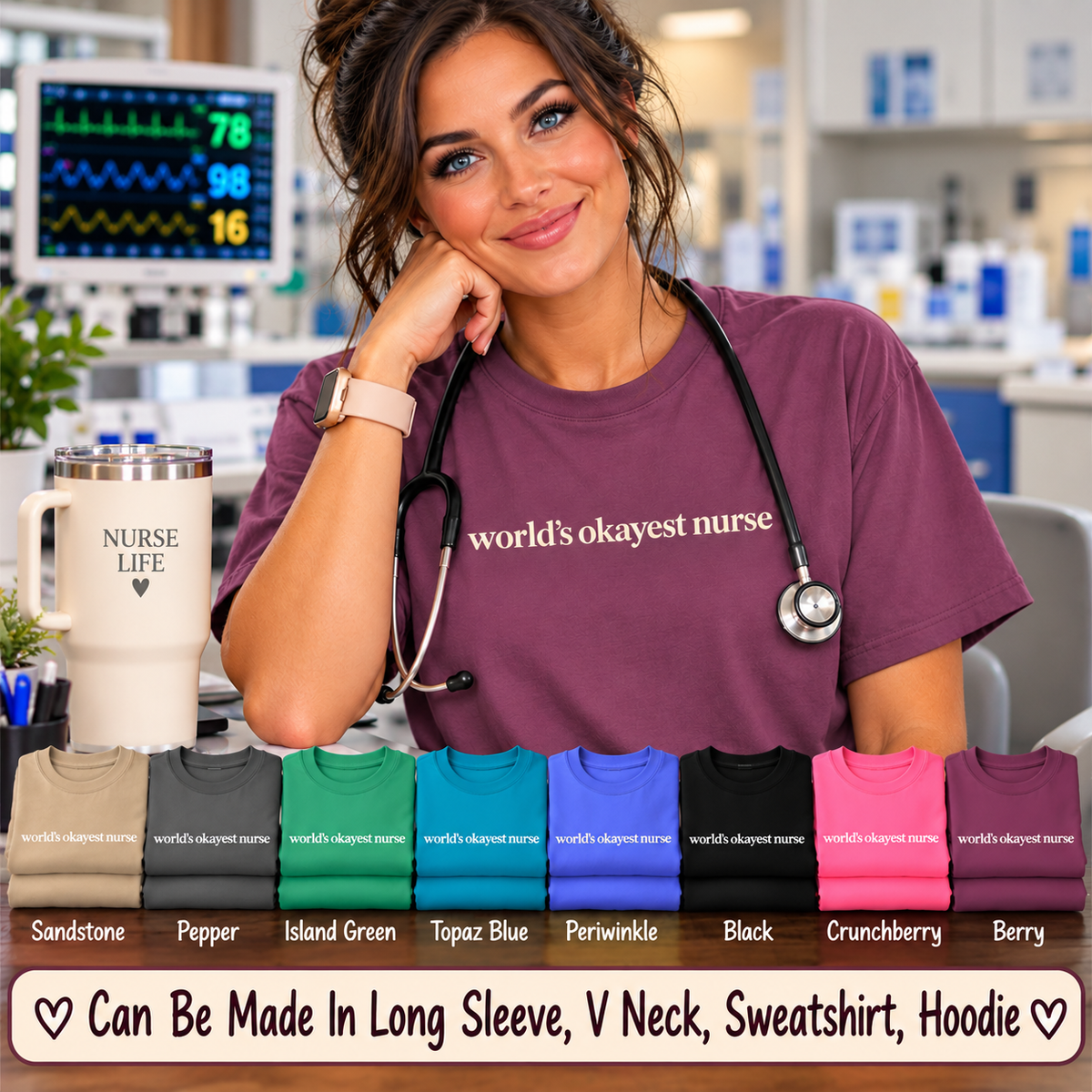 World's Okayest Nurse Shirt, Funny Nurse T-Shirt, Comfort Colors Nursing Tee, Sarcastic Medical Humor Shirt, RN LPN Gift, Nurse Appreciation