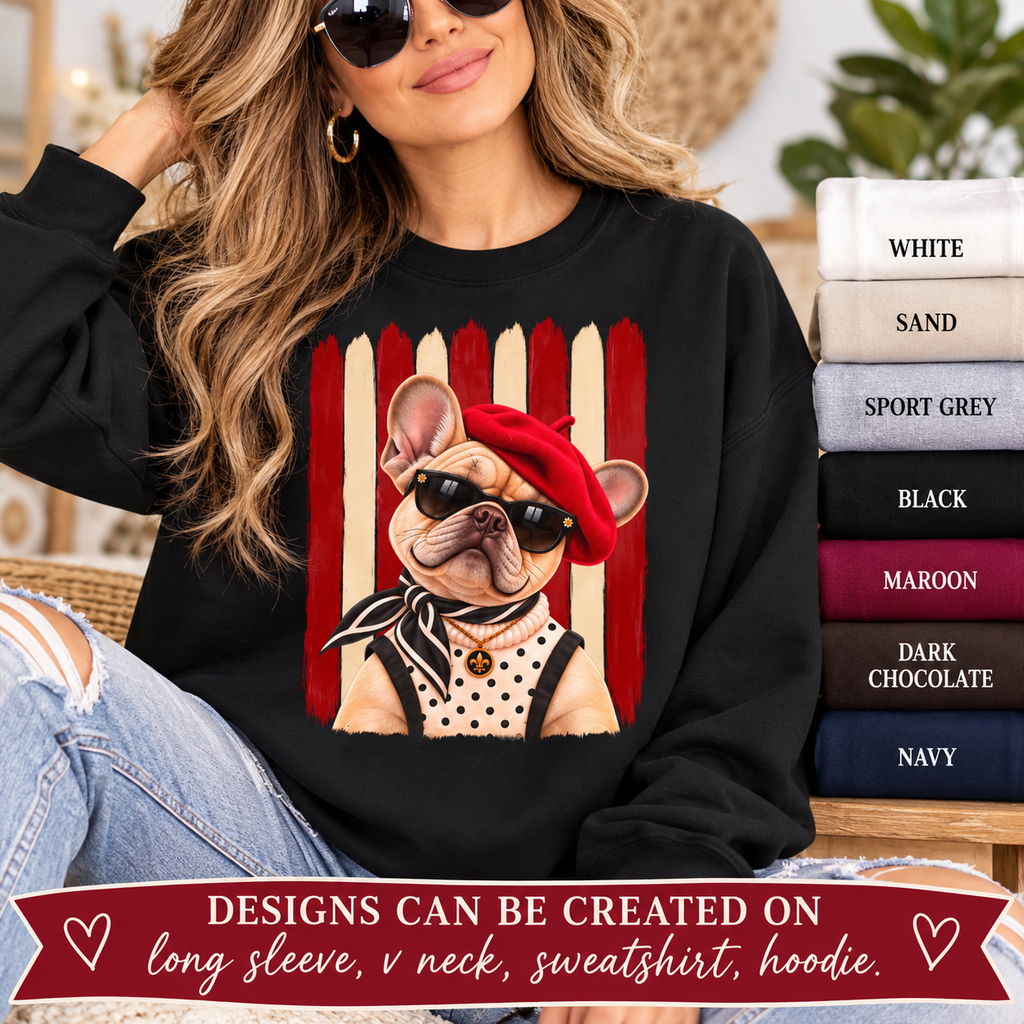 French Bulldog Sweatshirt, Unique Frenchie Gift, Artsy Dog Lover Sweater, Boutique Pet Lover Apparel, Original French Bulldog Design