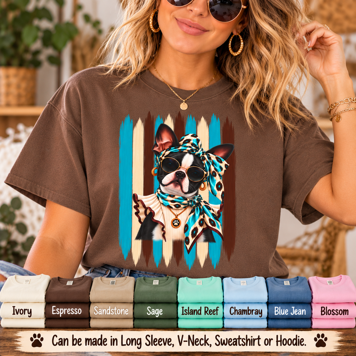 Boston Terrier Shirt, Trendy Dog Mom Tee, Artsy Dog Lover Gift, Comfort Colors T-Shirt, Sassy Boutique Dog Graphic Tee