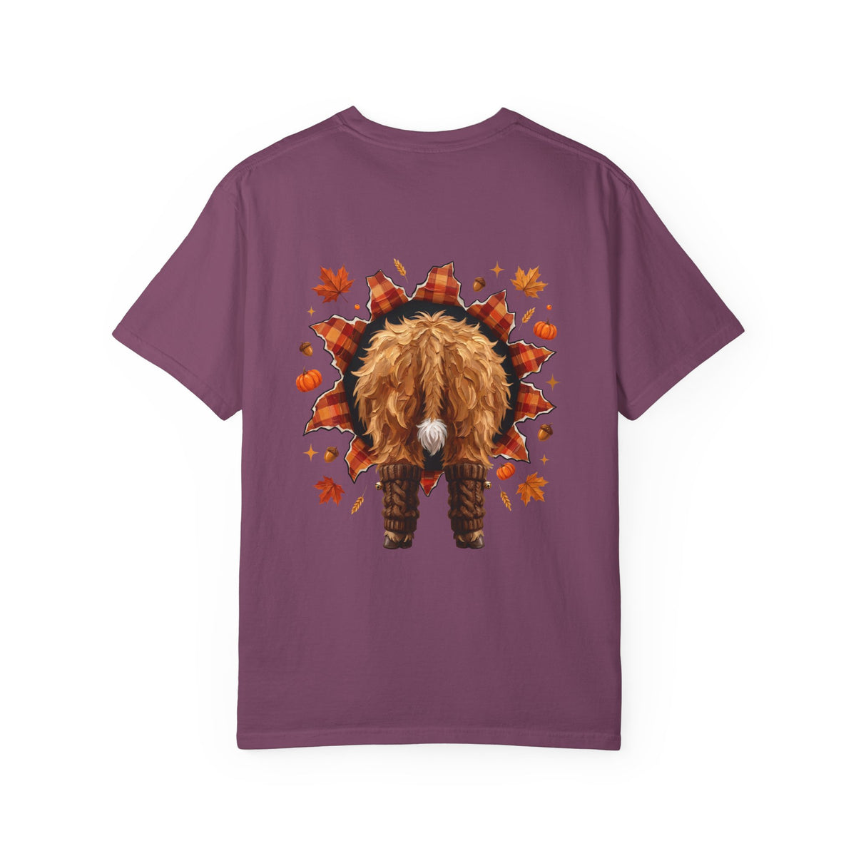 Highland Cow Autumn Tee Shirt Cute Fall Plaid Calf Design