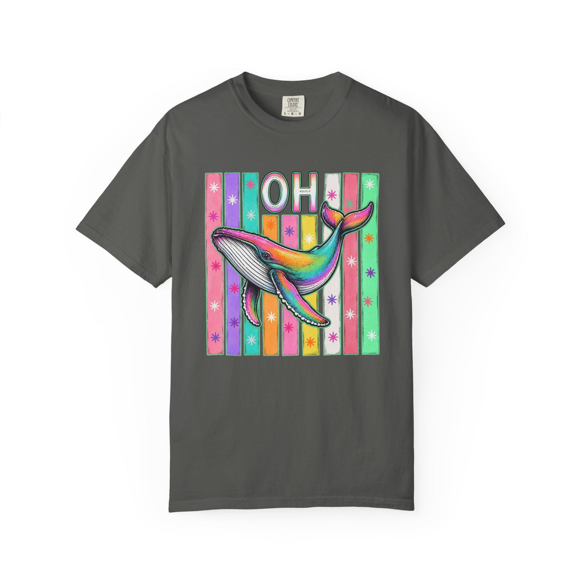 Oh Rainbow Whale T Shirt Retro Striped Graphic Tee