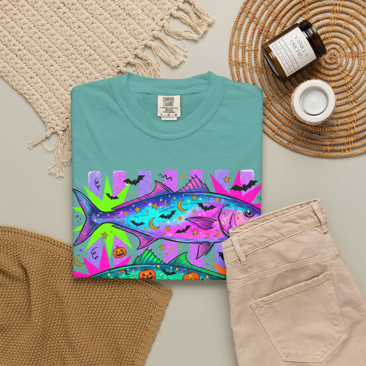 Bright Halloween Tropical Mackerel T-Shirt — Colorful Surf & Beach Fish Graphic Tee