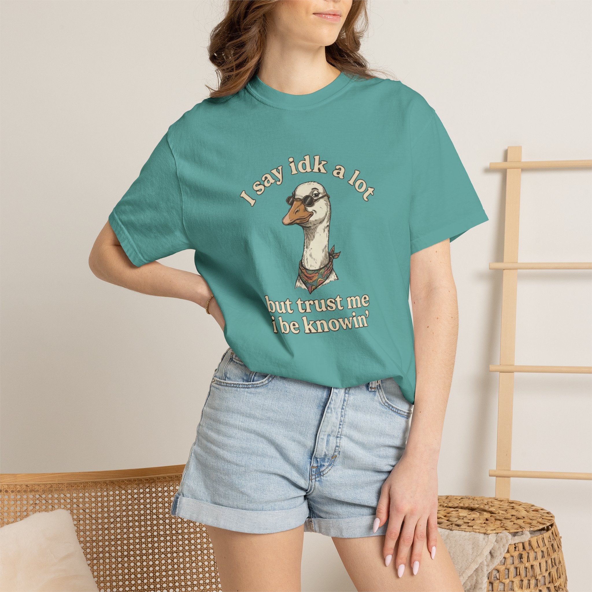 Funny Goose T Shirt Say Idk a Lot But Trust Me I Be knowin Graphic Tee