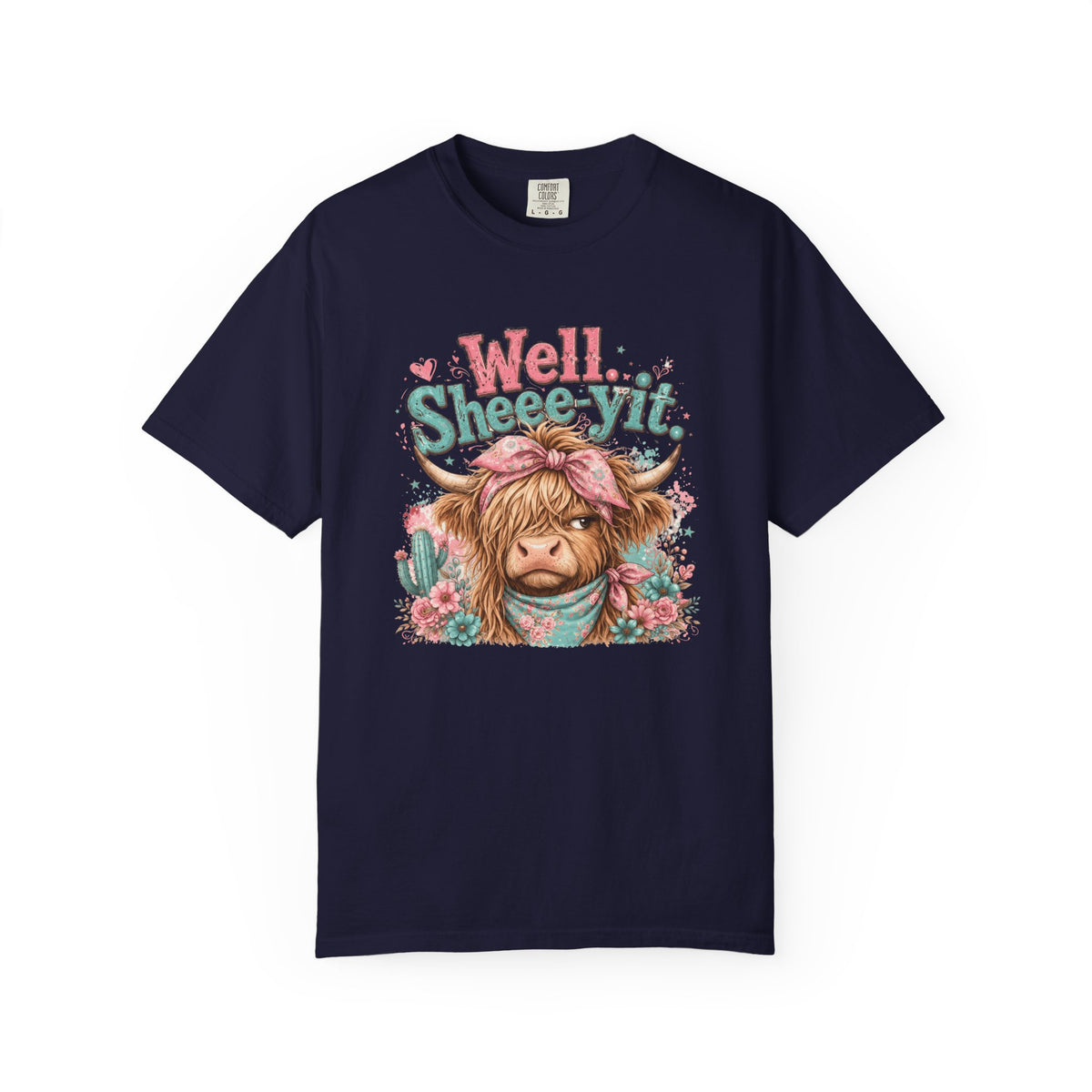 T-Shirt Well Sheey it Cute Highland Cow Graphic Tee