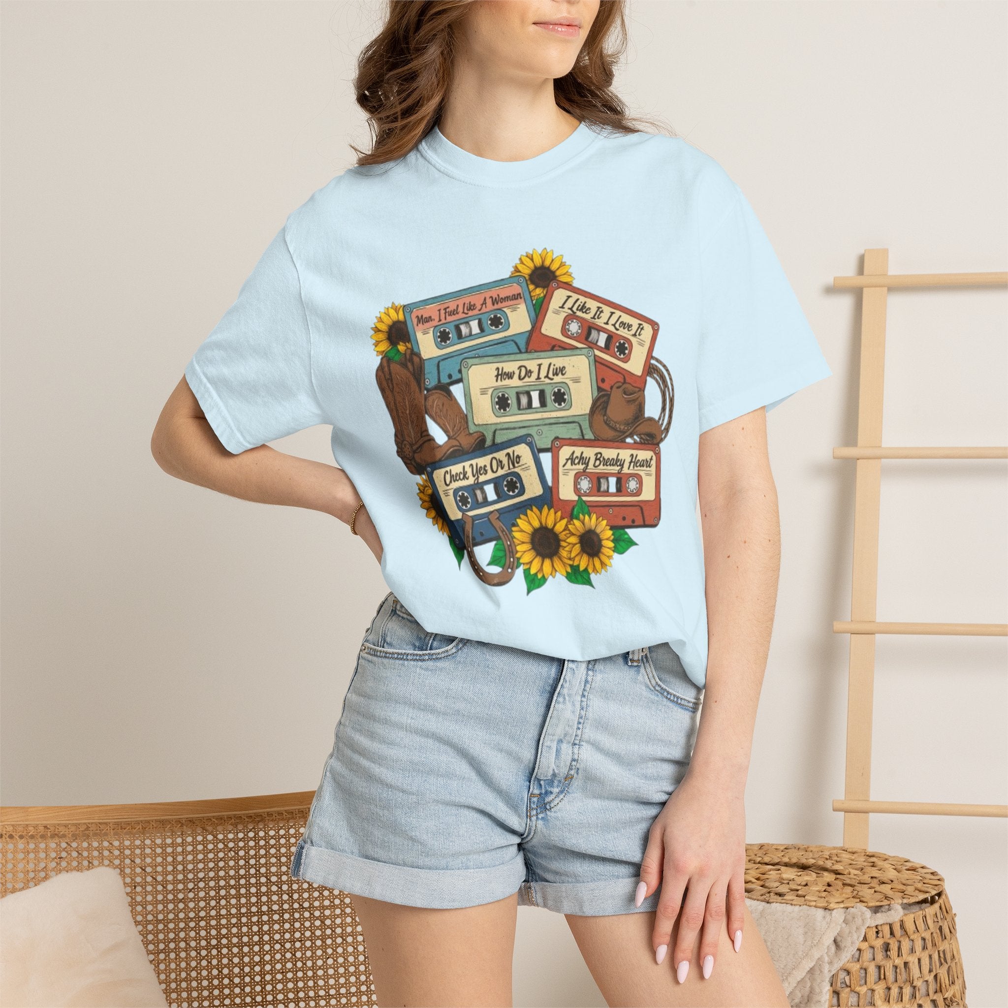 Cassette Mix T Shirt Retro Sunflower Tape Design