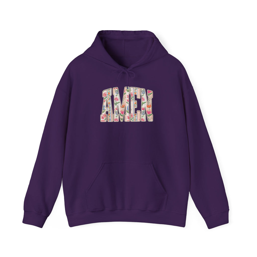 Floral AMEN Hoodie, Christian Faith Sweatshirt, Colorful Floral Religious Hoodie, Inspirational Christian Gift for Women