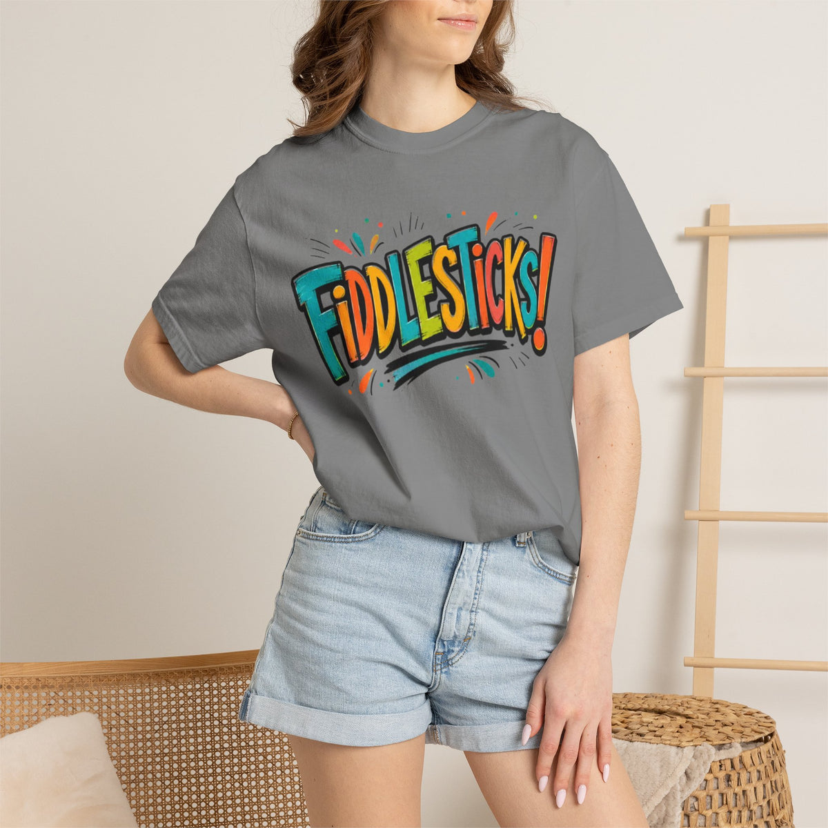 Fiddlesticks Graphic T Shirt Retro Colorful Fun Tee