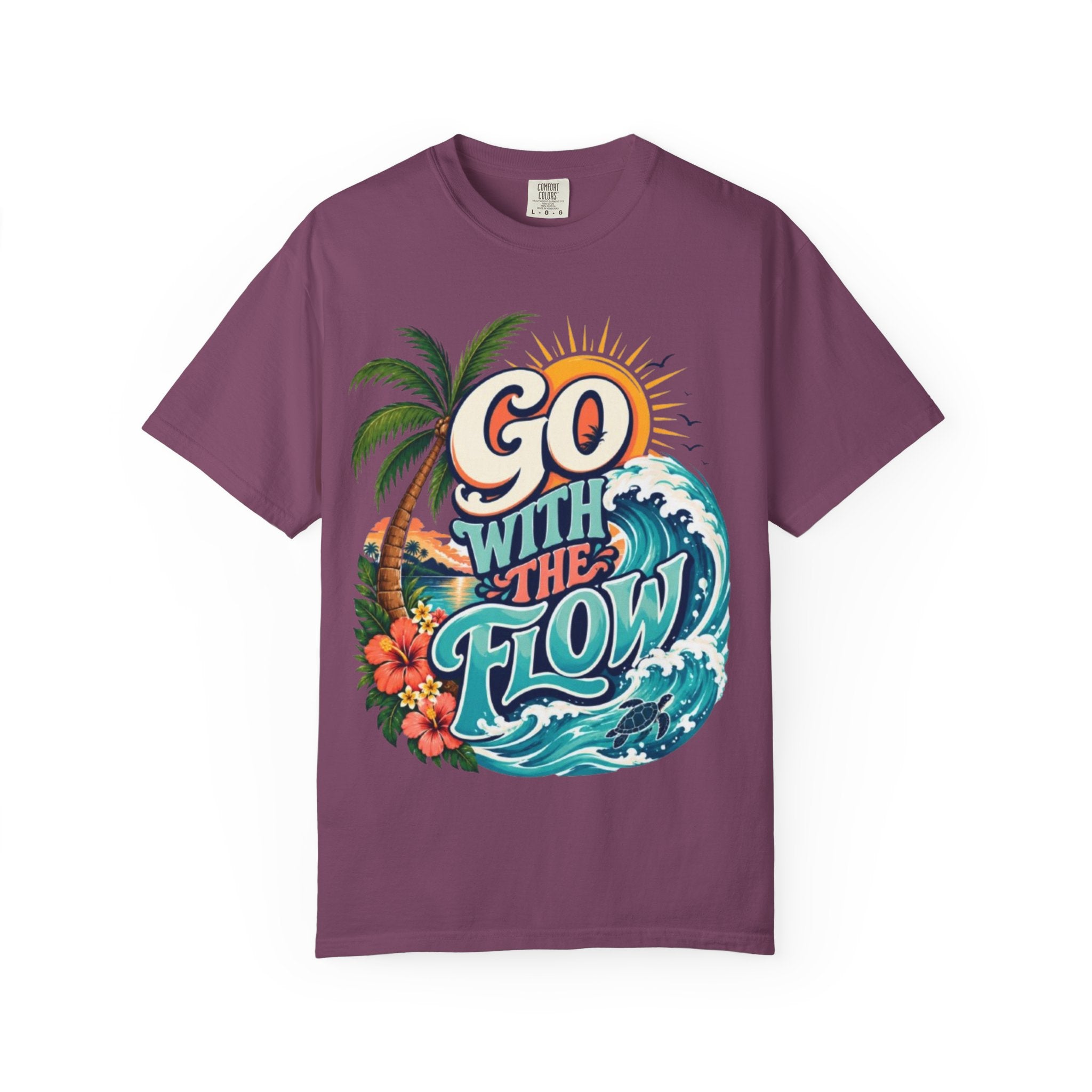 Go With The Flow T-Shirt Tropical Surf Graphic Tee