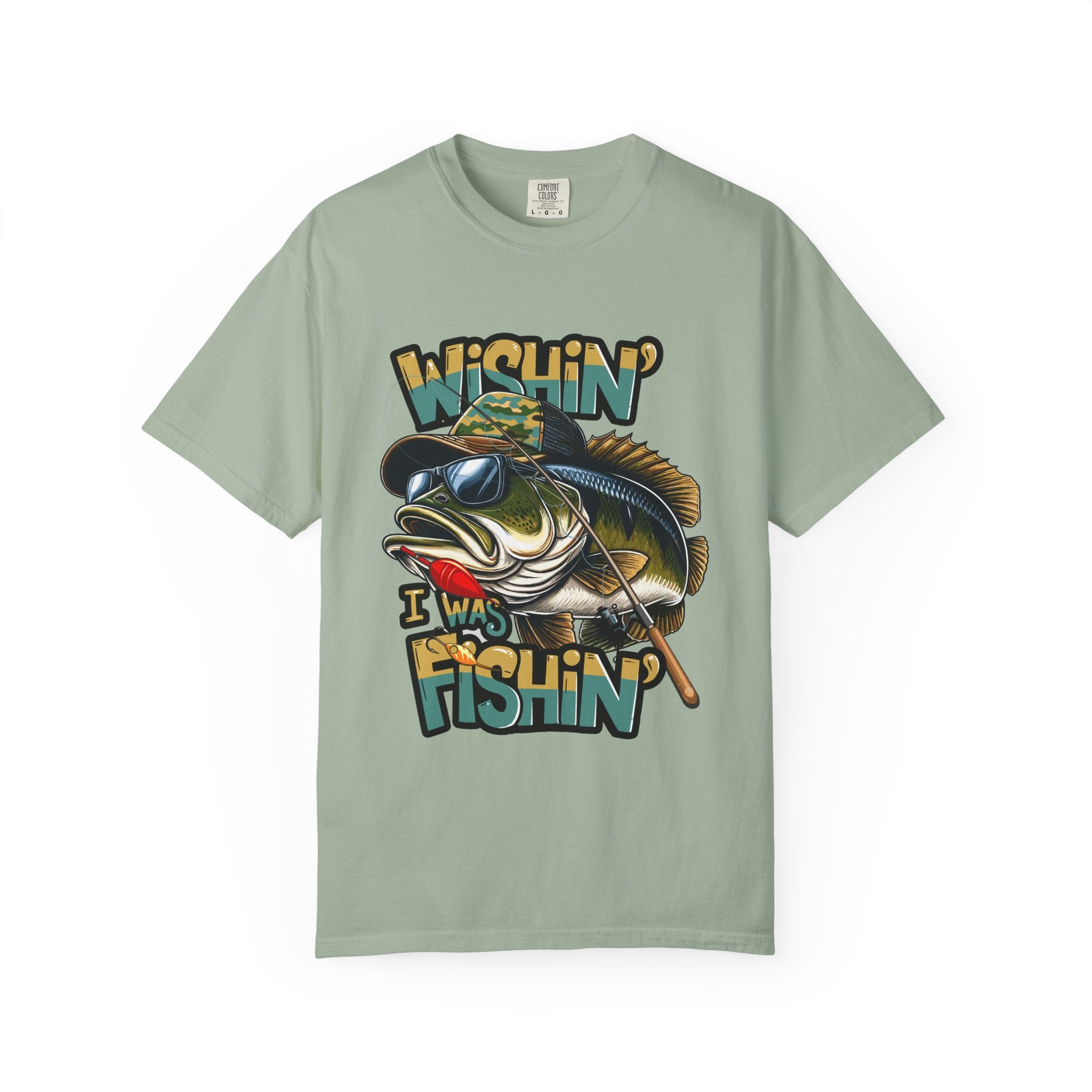 Fishing Graphic T Shirt Wishin Was Fishin Vintage Bass Tee