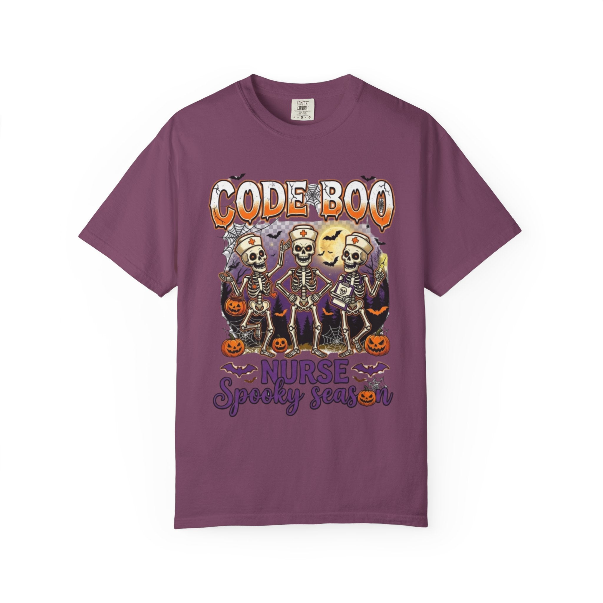 Nurse Code Boo Halloween T‑Shirt Spooky Season Skeletons