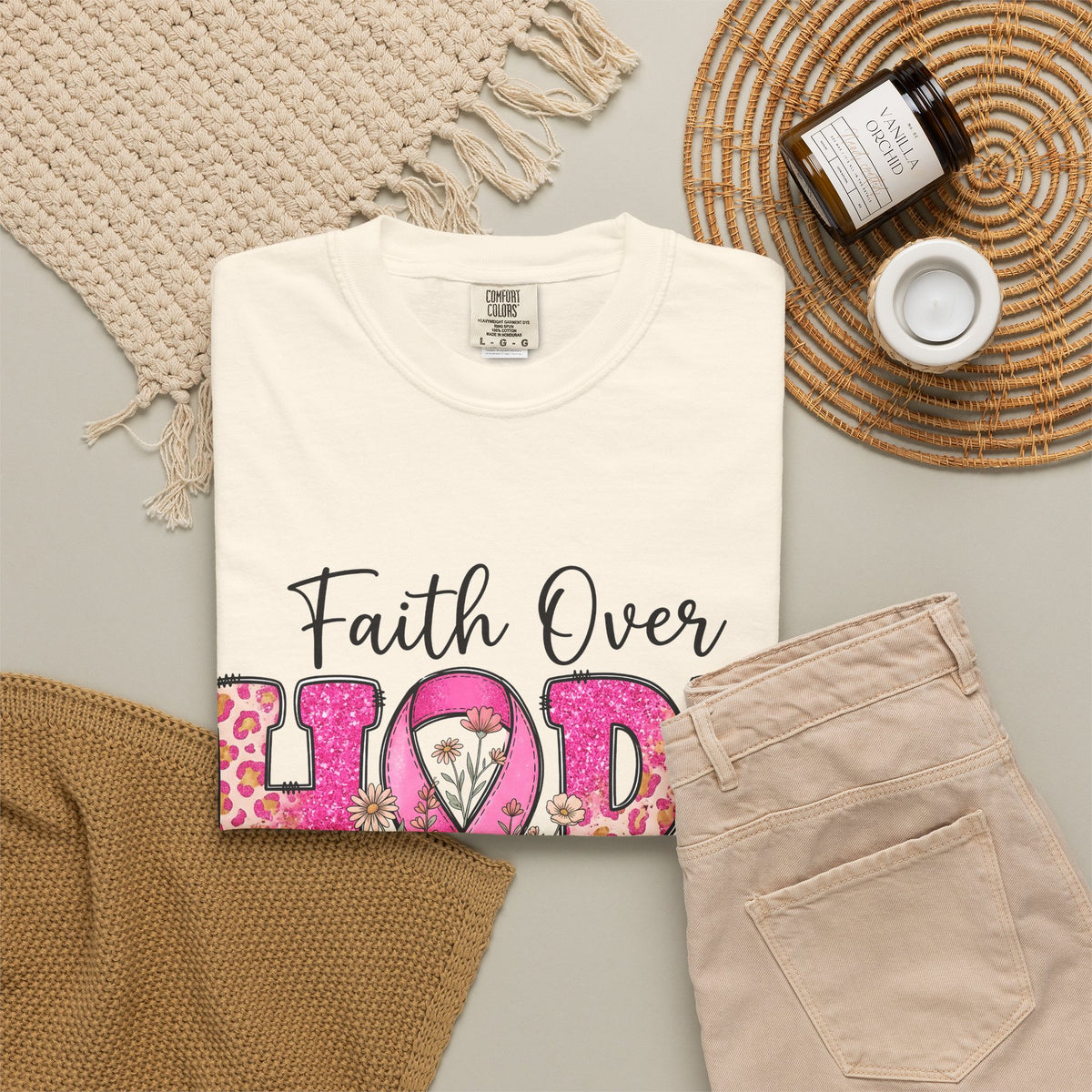 Breast Cancer Awareness Faith Over Fear Hope Tee Shirt
