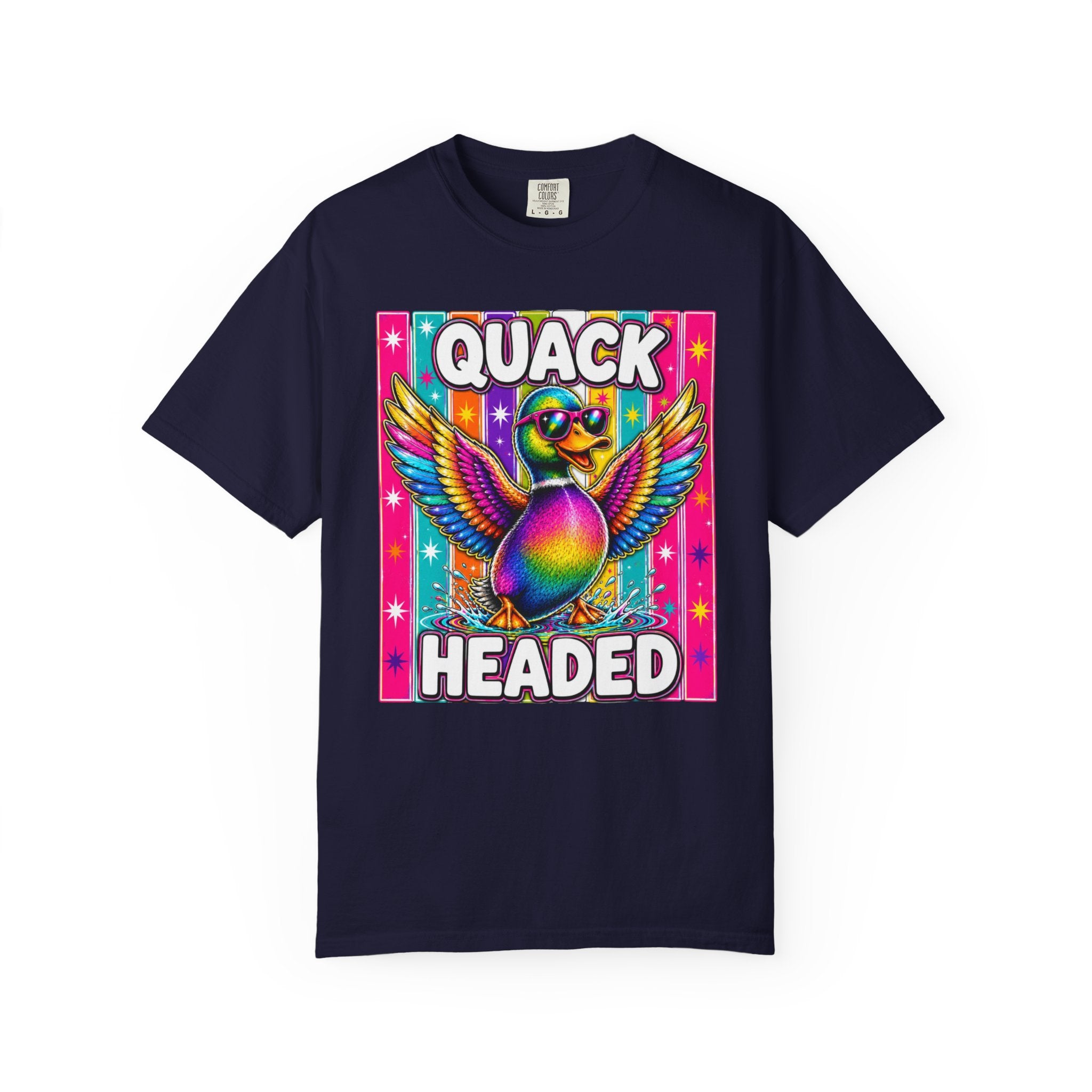Quack Headed Duck T Shirt Vibrant Retro Rainbow Duck Graphic Tee