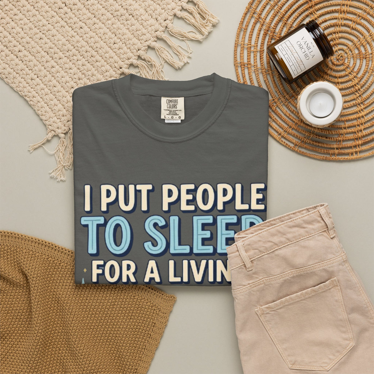 RN Anesthetist T‑Shirt I Put People To Sleep For A Living Nurse Anesthesia Tee