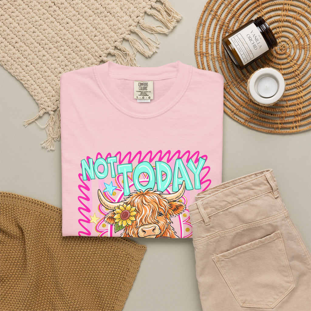 Not Today Heifer T Shirt Cute Highland Cow Graphic Tee
