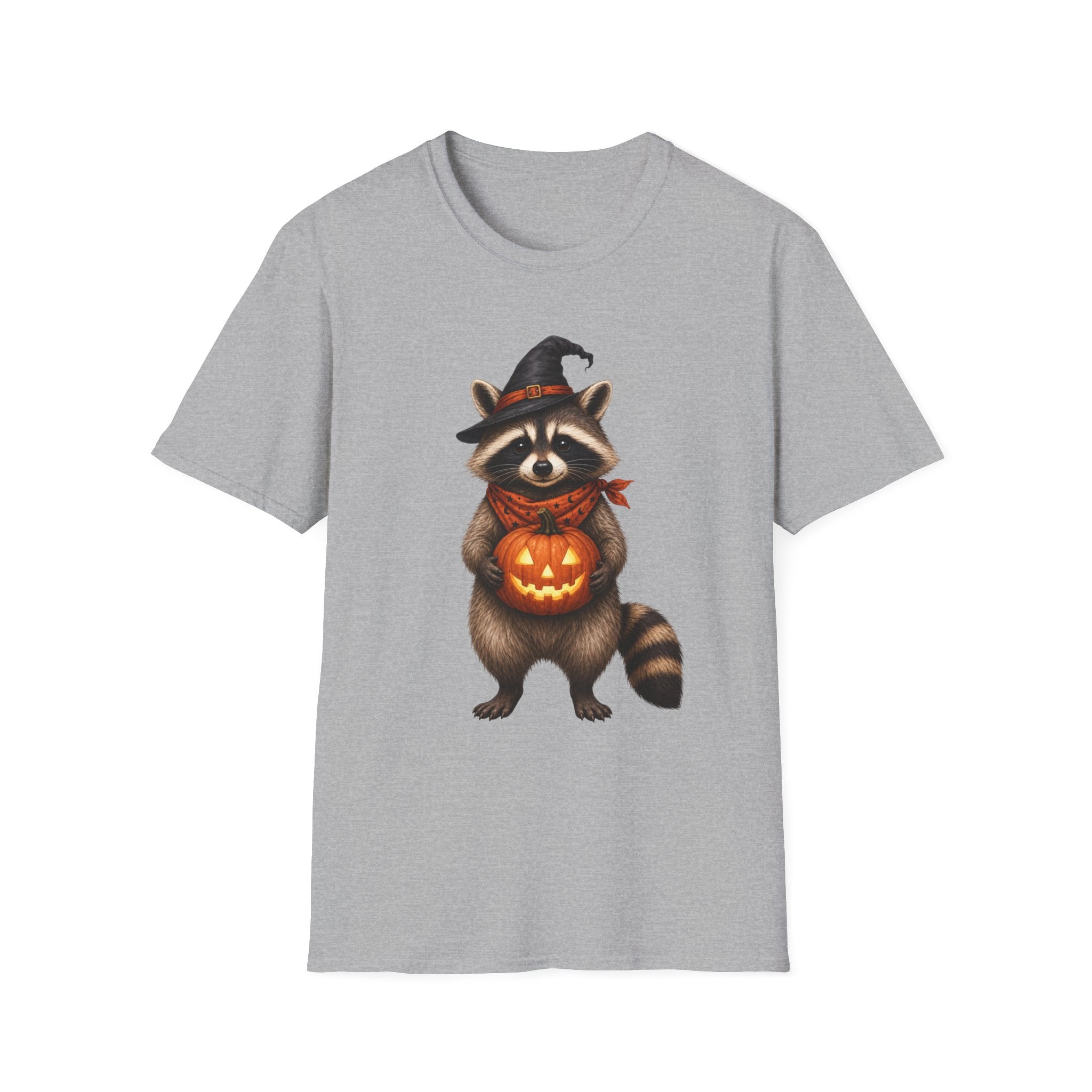 Raccoon Witch Halloween T Shirt Cute Pumpkin Trick-or-Treat Tee
