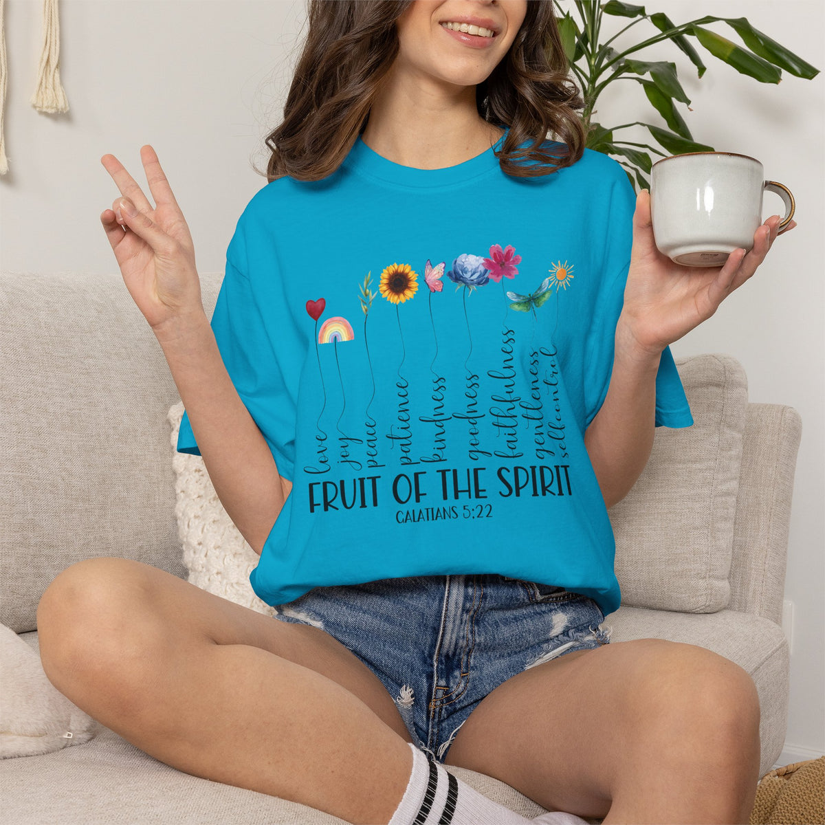 Fruit of the Spirit Floral Tee shirt | Galatians 5:22 Scripture Tee