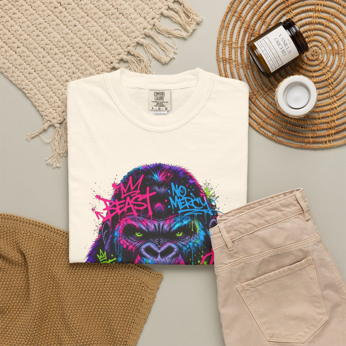 Gorilla Graffiti T Shirt Neon Street Art Ape Design