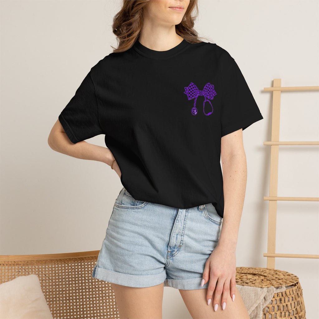 Nurse Stethoscope Bow T Shirt Checkered Medical Ribbon Tee