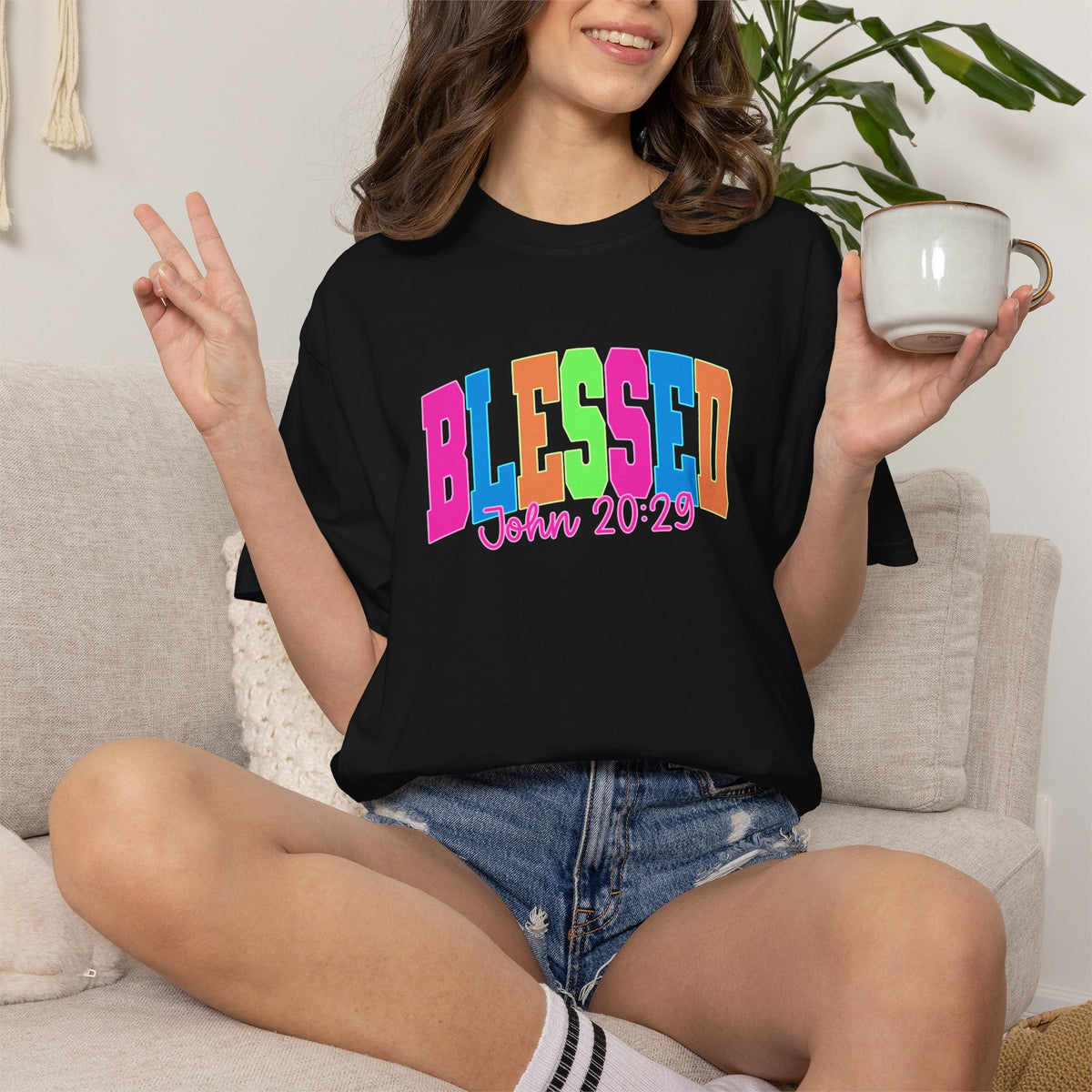 Blessed John 20:23 T shirt | Colorful Retro Gospel Tee