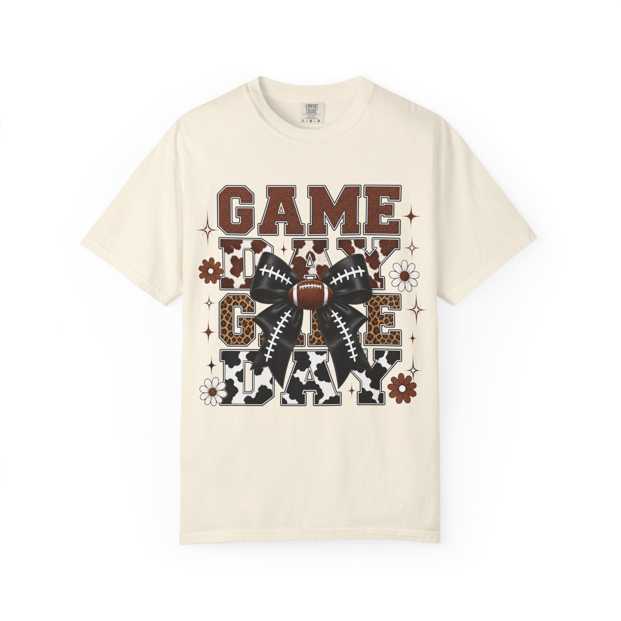Game Day Football T Shirt Retro Bow and Floral Tailgate Tee