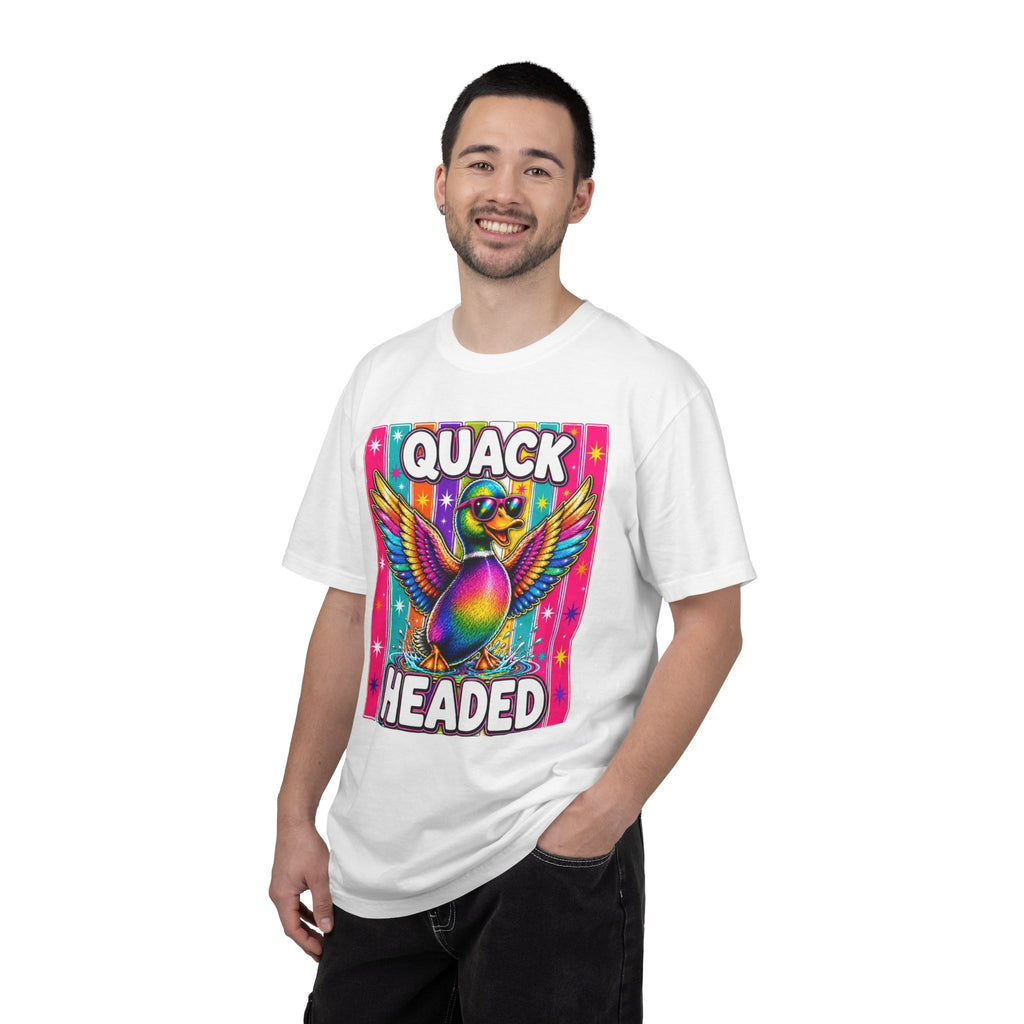 Quack Headed Duck T Shirt Vibrant Retro Rainbow Duck Graphic Tee
