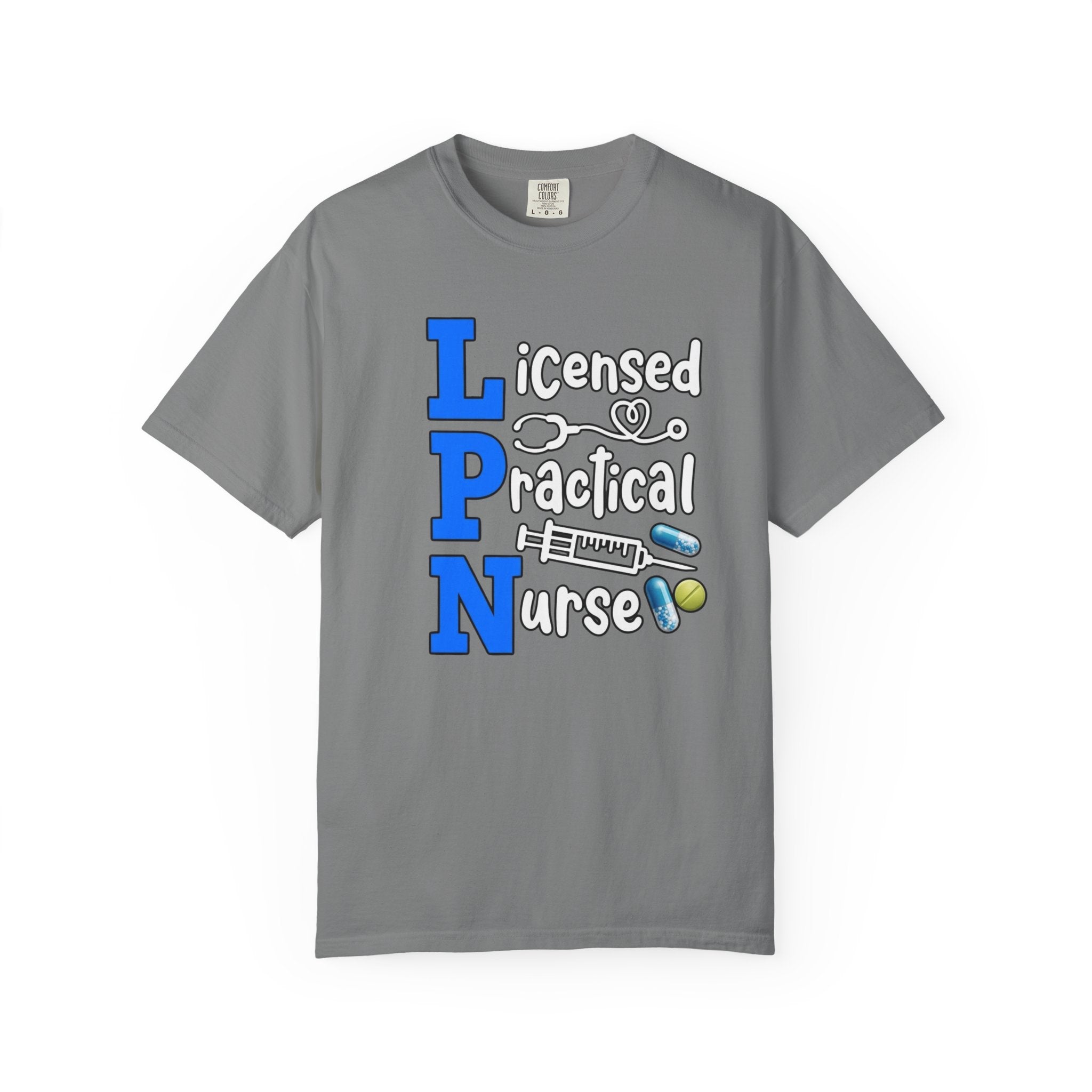 LPN Licensed Practical Nurse Graphic T-Shirt Cute Medical Badge & Pills Design