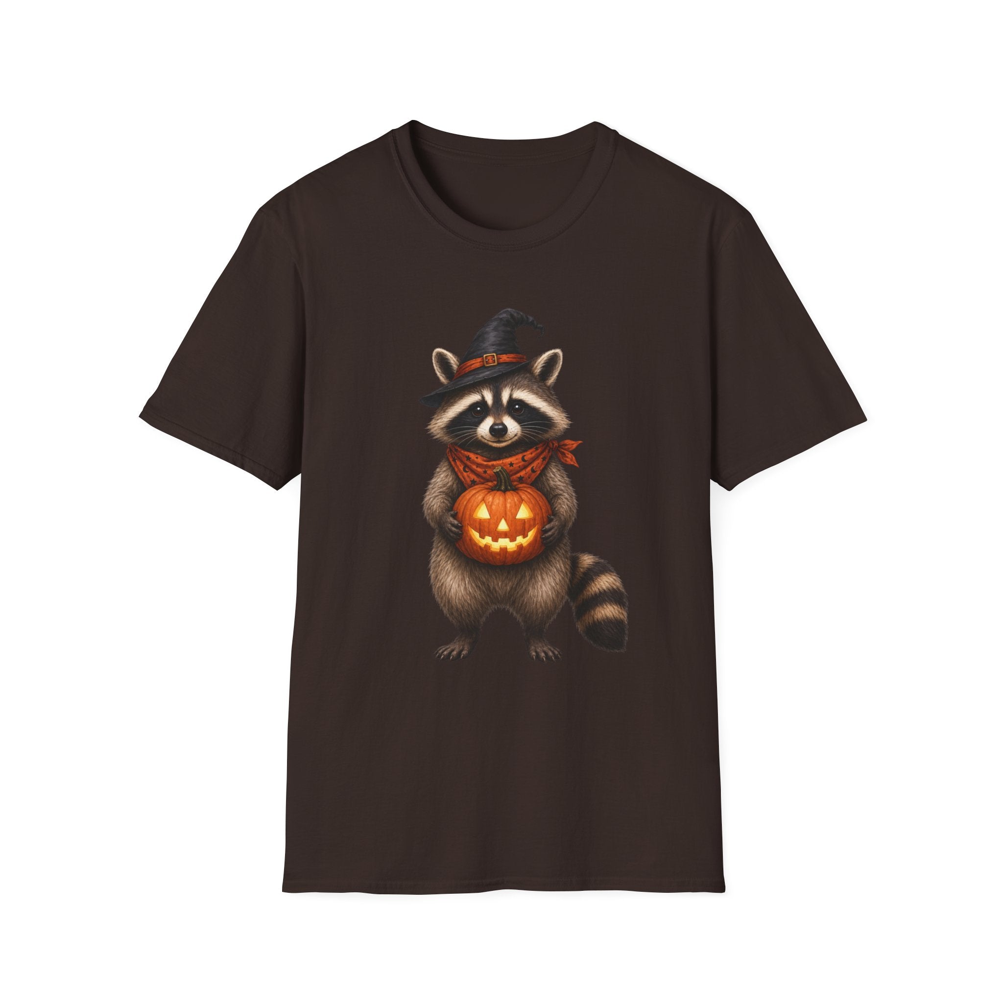 Raccoon Witch Halloween T Shirt Cute Pumpkin Trick-or-Treat Tee