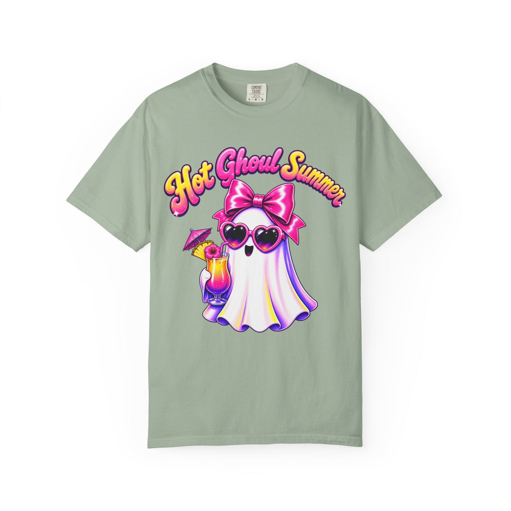 Hot Ghoul Summer T Shirt Cute Retro Ghost Tee with Sunglasses and Cocktail
