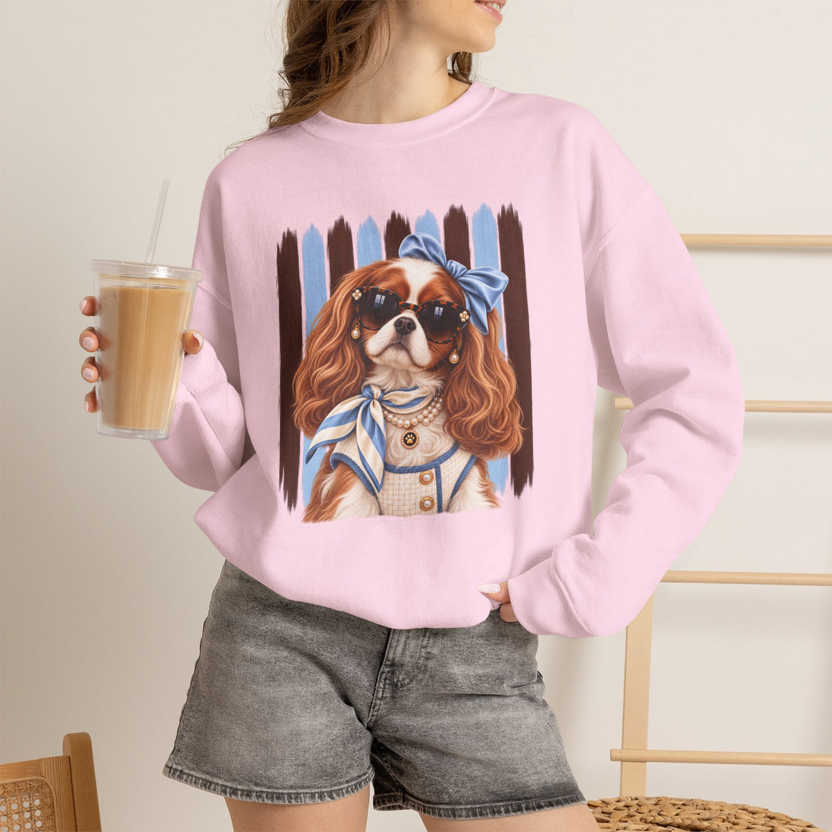 Cavalier King Charles Spaniel Sweatshirt, Cavalier Mom Gift, Unique Dog Lover Sweater, Artsy Boutique Dog Apparel, Original Pet Lover Gift